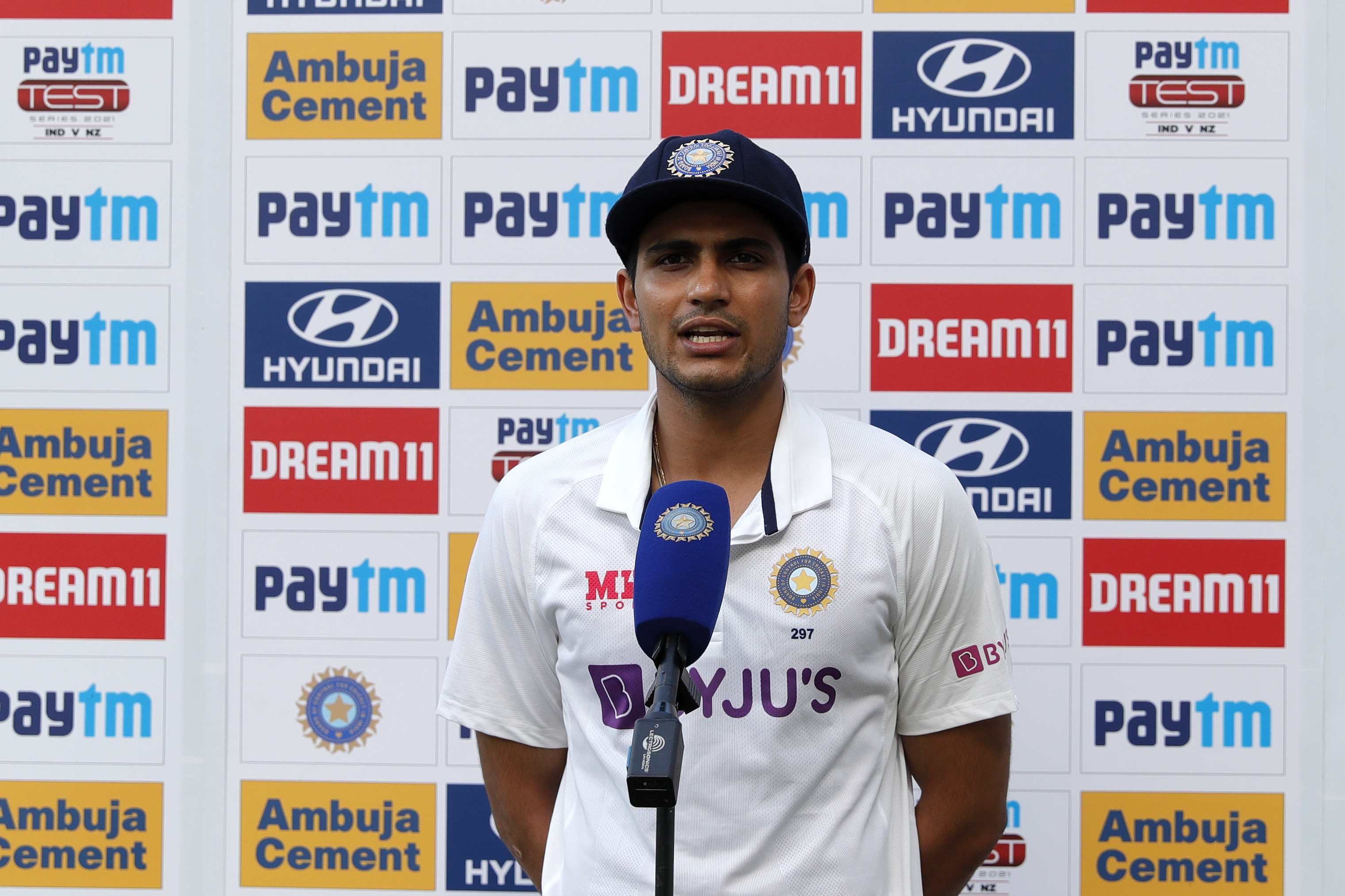 Shubman Gill of India at tv interview  during day one of the 2nd test match between India and New Zealand held at the Wankhede Stadium in Mumbai on the 3rd December 2021Photo by Saikat Das / Sportzpics for BCCI