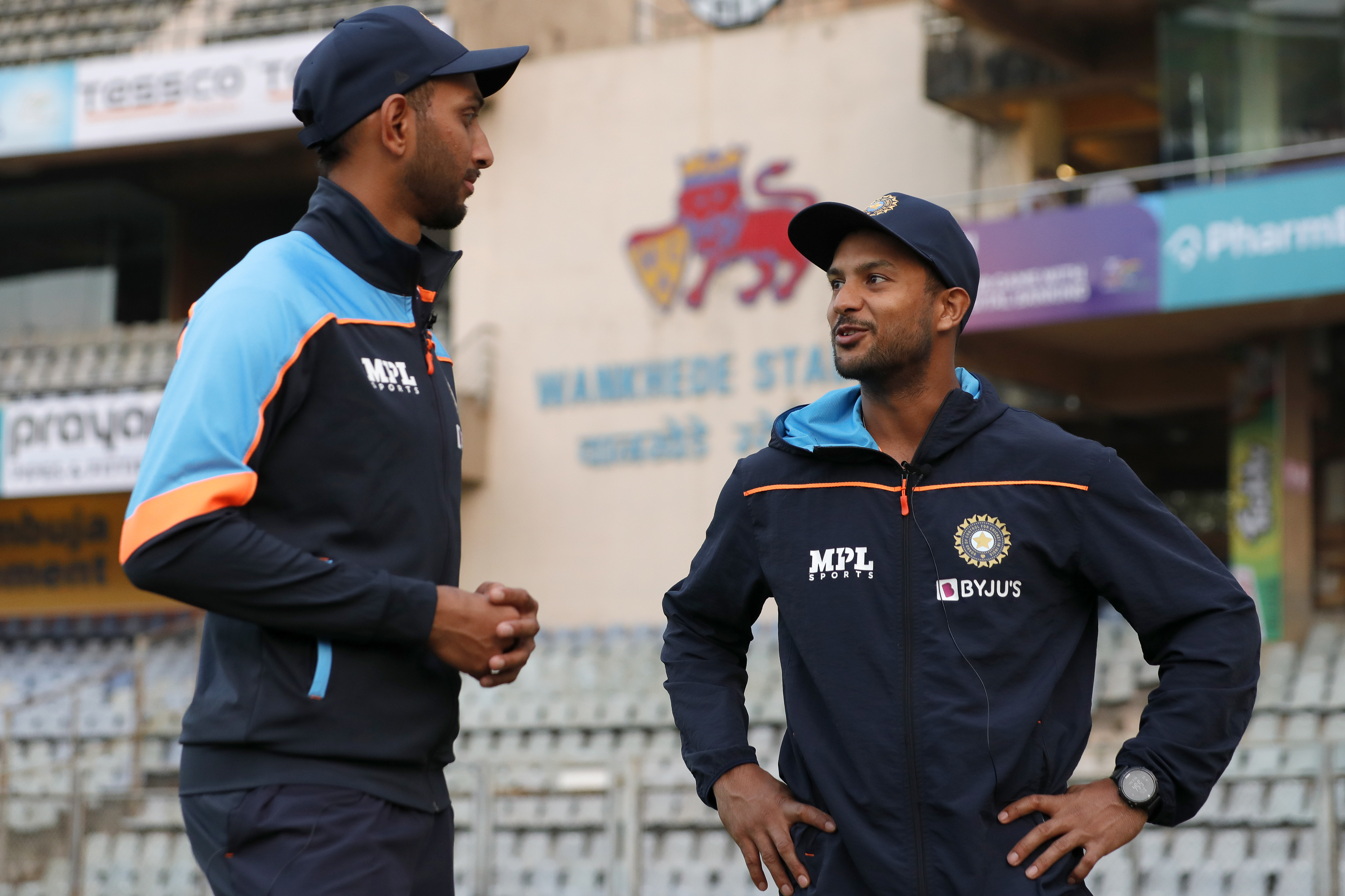 Mayank Agarwal of India with Prasidh Krishna of Indiaat digital interview  during day one of the 2nd test match between India and New Zealand held at the Wankhede Stadium in Mumbai on the 3rd December 2021Photo by Saikat Das / Sportzpics for BCCI