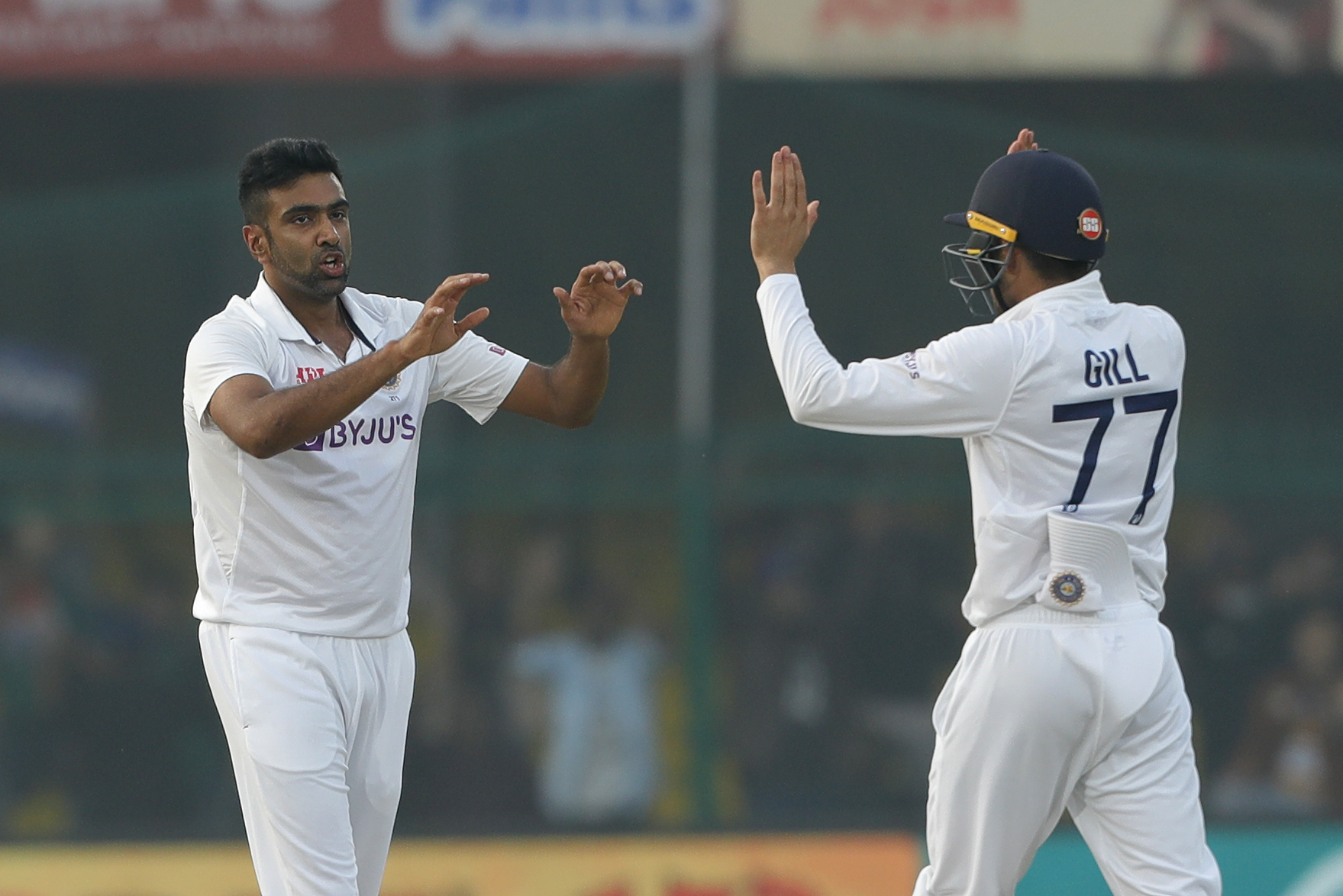 R Ashwin of India celebrating the wicket of William Young of New Zealand during day four of the 1st Test match between India and New Zealand held at the Green Park International Stadium in Kanpur on the 28th November 2021Photo by Saikat Das / Sportzpics for BCCI