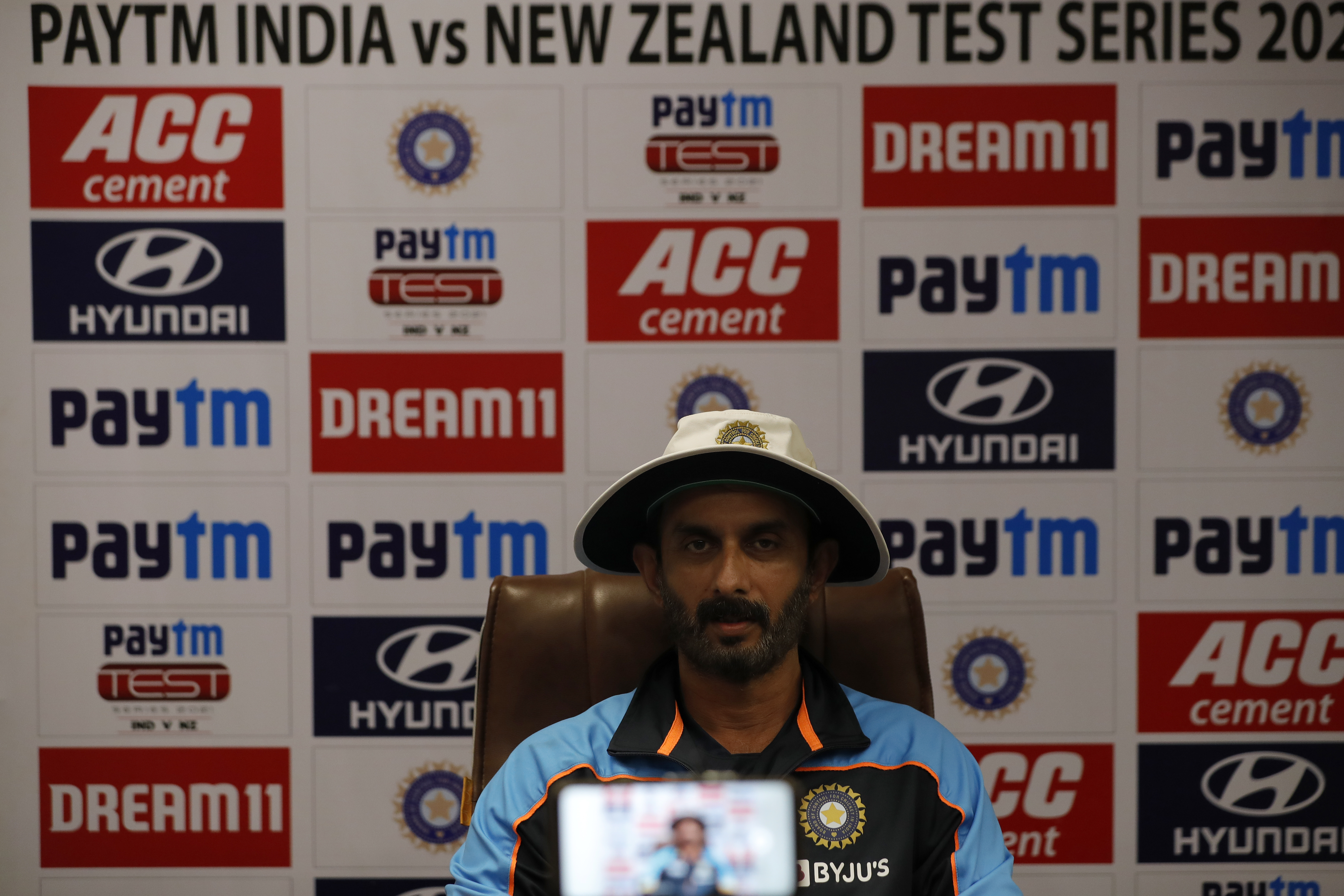 Vikram Rathour of India at PC during day four of the 1st Test match between India and New Zealand held at the Green Park International Stadium in Kanpur on the 28th November 2021Photo by Saikat Das / Sportzpics for BCCI