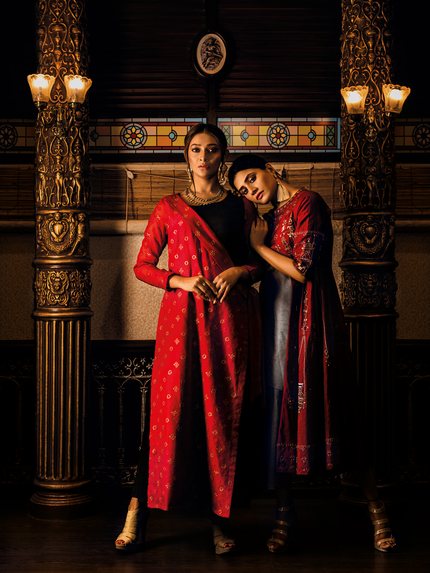 Fashion Shoot with models for Ekushe Pa Monthly magazine by Ajj Media Group. Editor: J.Sagar.Designer Garments: "Sunnyaa" by Sarbari Dutta.Location: Sunnyaa, 39, Hindustan Park, Kolkata.Photographer: Saikat Das.