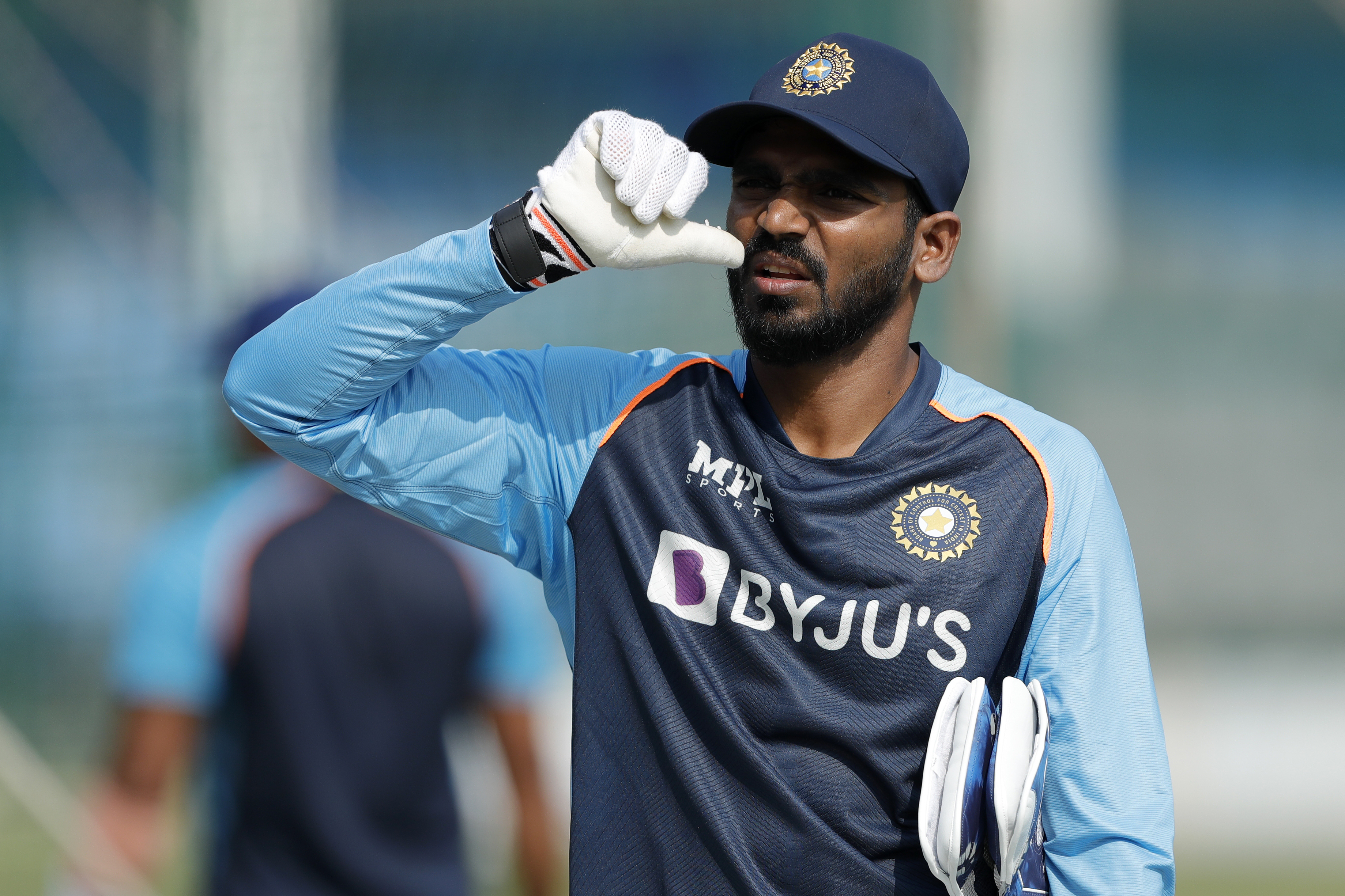 KS Bharat (wicket-keeper) of India during the India team practice session held at the Green Park International Stadium in Kanpur on the 24th November 2021Photo by Saikat Das / Sportzpics for BCCI
