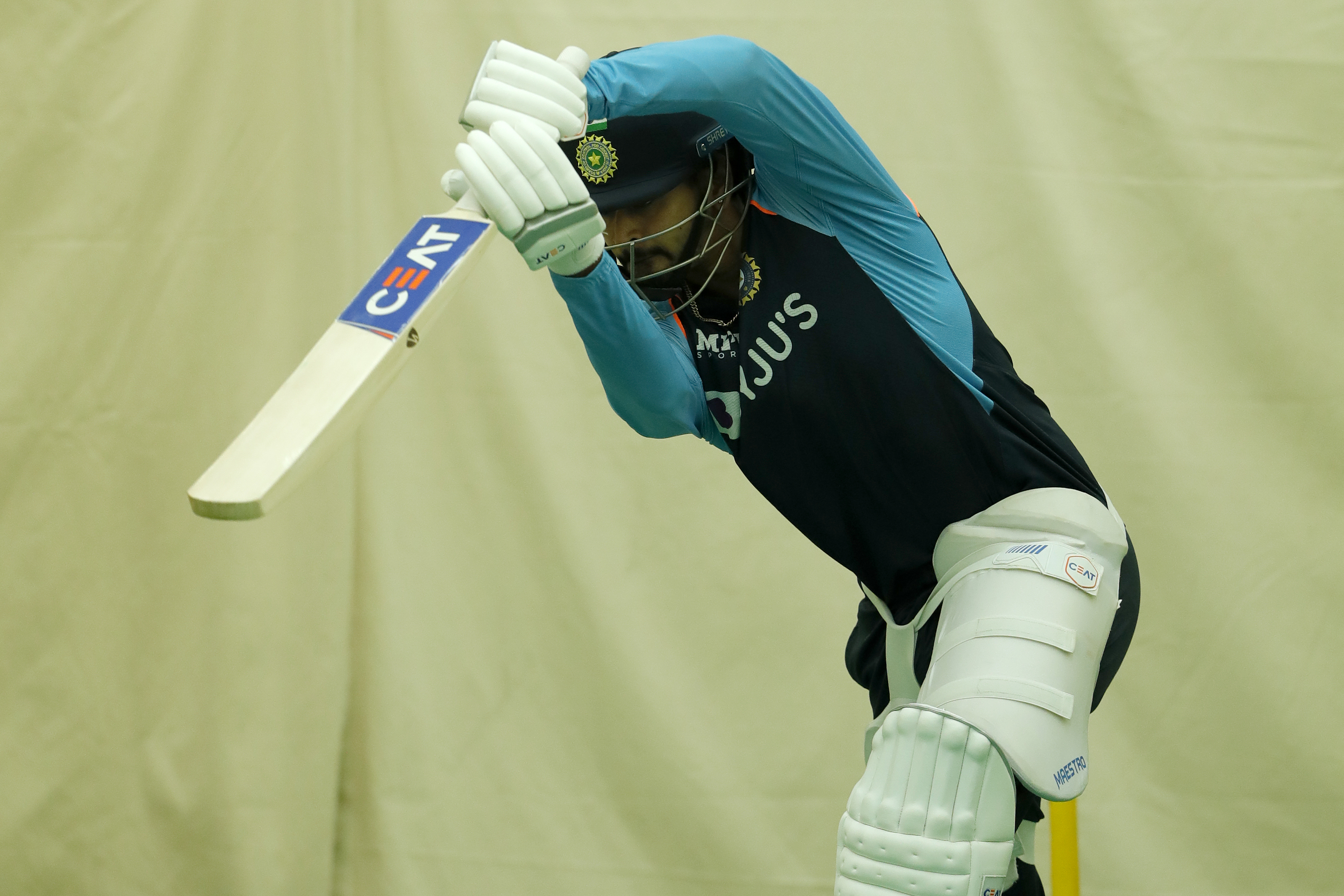 Shreyas Iyer of India  during the India team practice session held at the Bandra Kurla Complex Ground in Mumbai on the 2nd December 2021Photo by Saikat Das / Sportzpics for BCCI