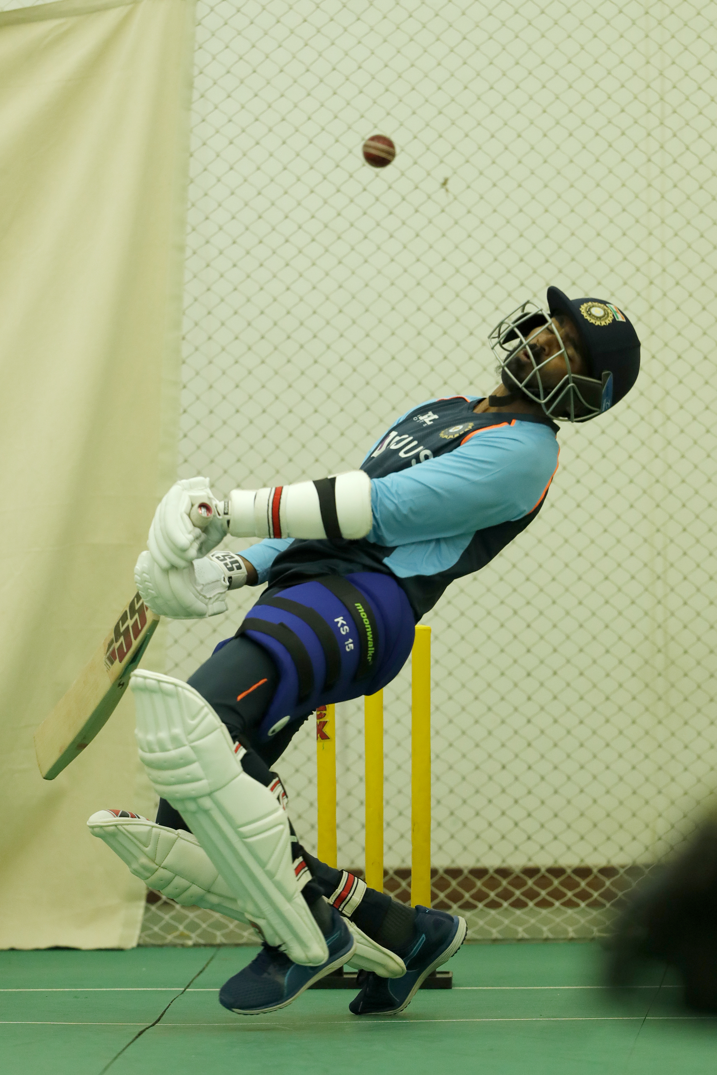 K.S.Bharat wicket-keeper) of India  during the India team practice session held at the Bandra Kurla Complex Ground in Mumbai on the 2nd December 2021Photo by Saikat Das / Sportzpics for BCCI