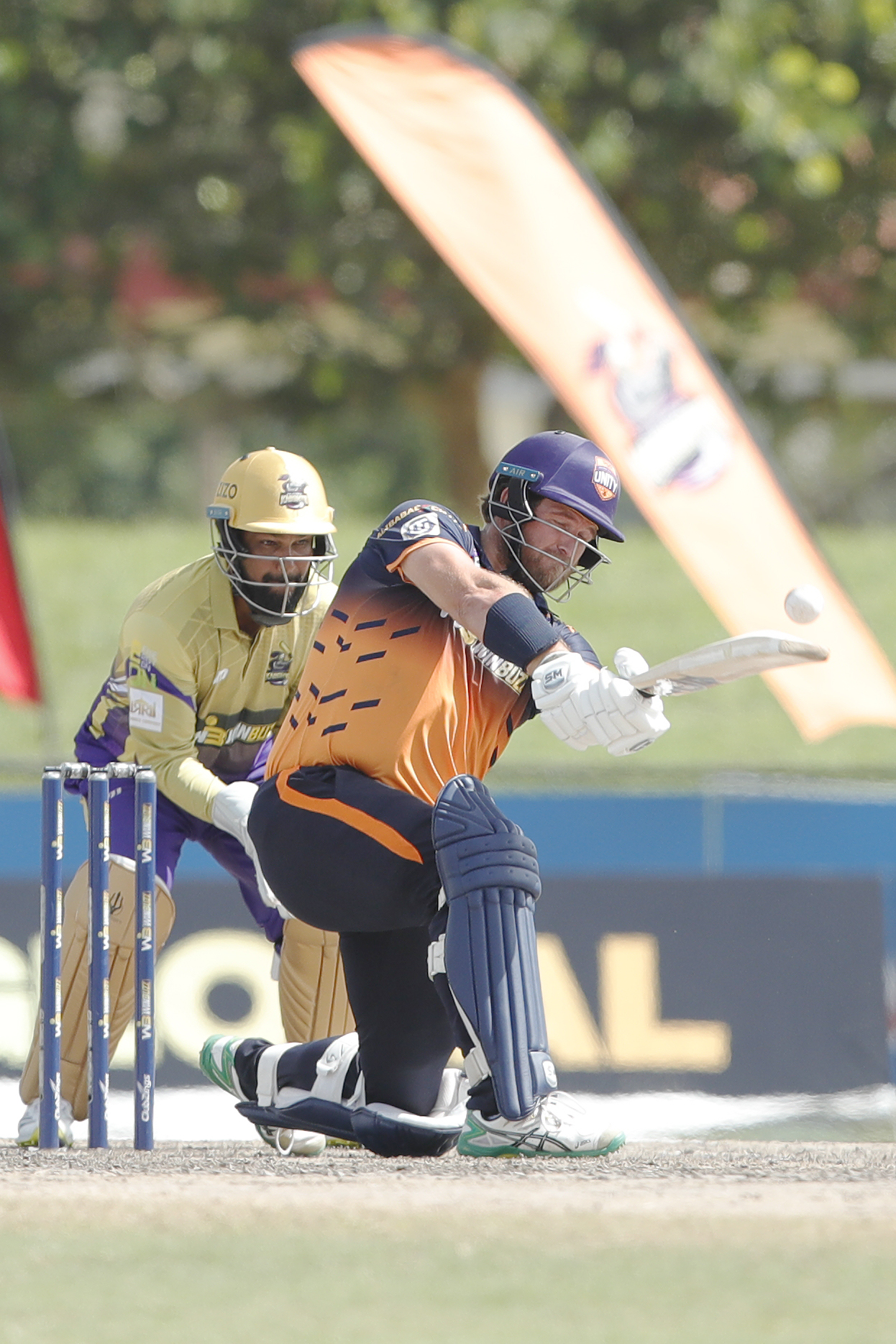 Corey Anderson of Morrisville Unity hitting a over boundary during match 10 of the US Masters T10 League between the Morrisville Unity and the California Knights at the Central Broward Park in Lauderhill, Florida on the 22nd August 2023 Photo by Saikat Das / ACEIMAGES for US Masters T10
