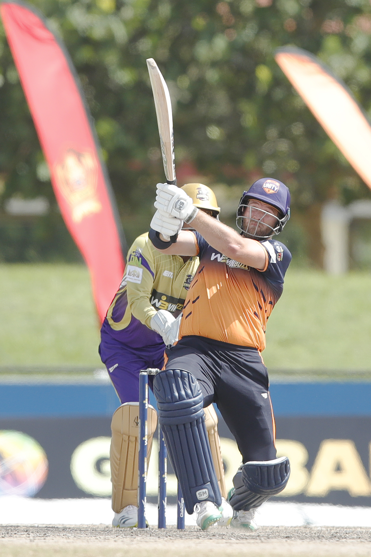 Corey Anderson of Morrisville Unity hitting a over boundary during match 10 of the US Masters T10 League between the Morrisville Unity and the California Knights at the Central Broward Park in Lauderhill, Florida on the 22nd August 2023 Photo by Saikat Das / ACEIMAGES for US Masters T10