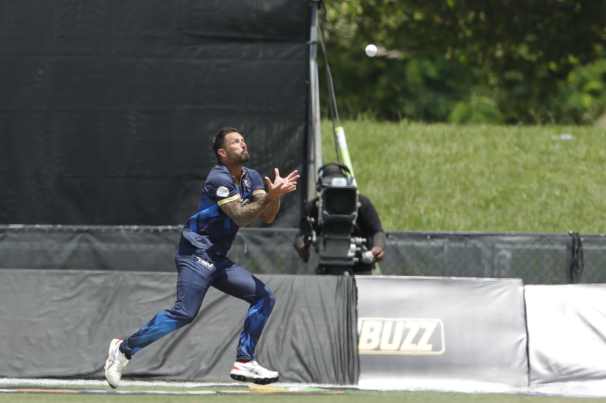 Peter Trego of NJ Tritons taking a catch of Ben Dunk of Texas Chargers during match 11 of the US Masters T10 League between the Texas Chargers and the NJ Tritons at the Central Broward Park in Lauderhill, Florida on the 22nd August 2023 Photo by Saikat Das / ACEIMAGES for US Masters T10