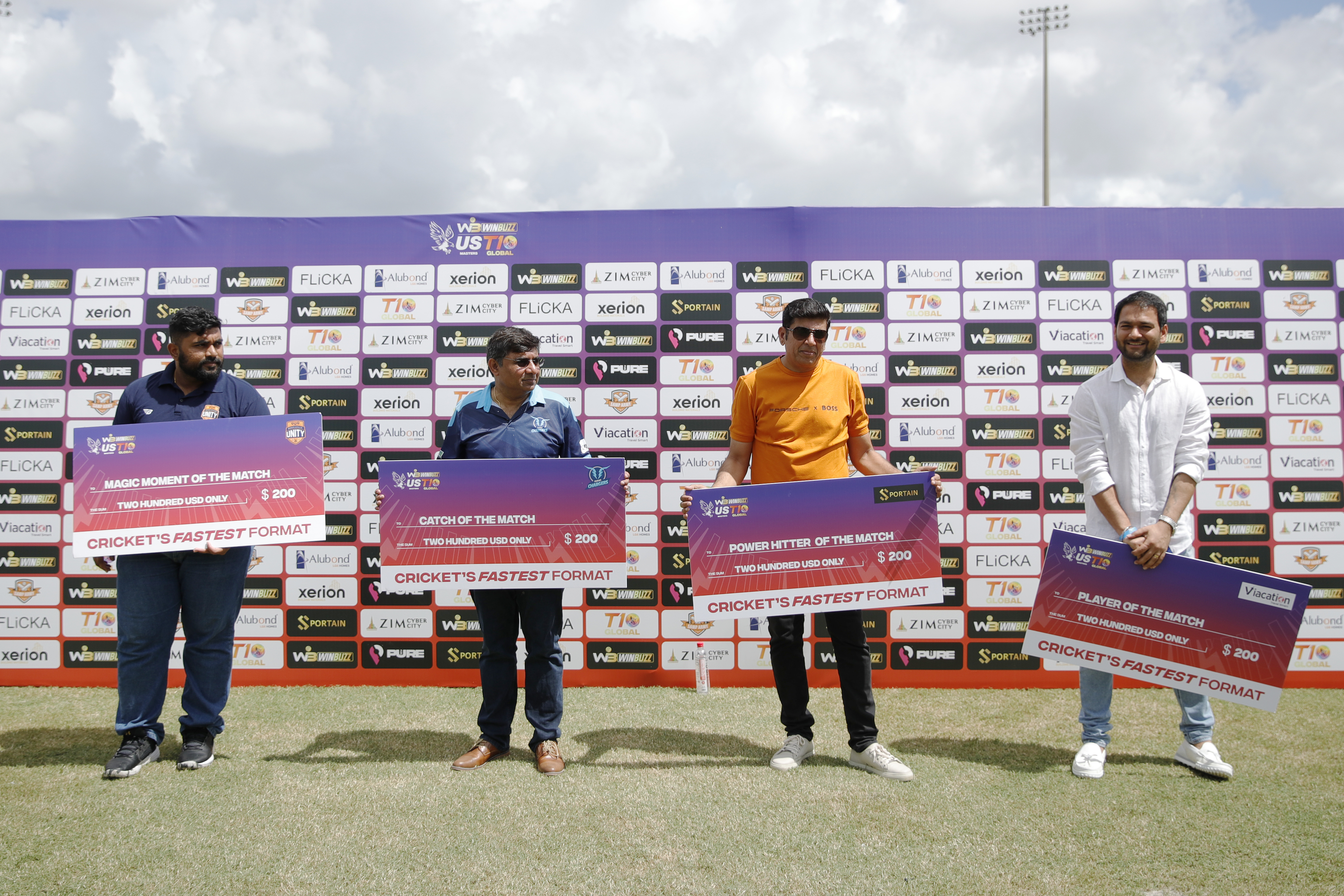 Presentation Party during match 13 of the US Masters T10 League between the Morrisville Unity and the Texas Chargers at the Central Broward Park in Lauderhill, Florida on the 23rd August 2023 Photo by Saikat Das / ACEIMAGES for US Masters T10