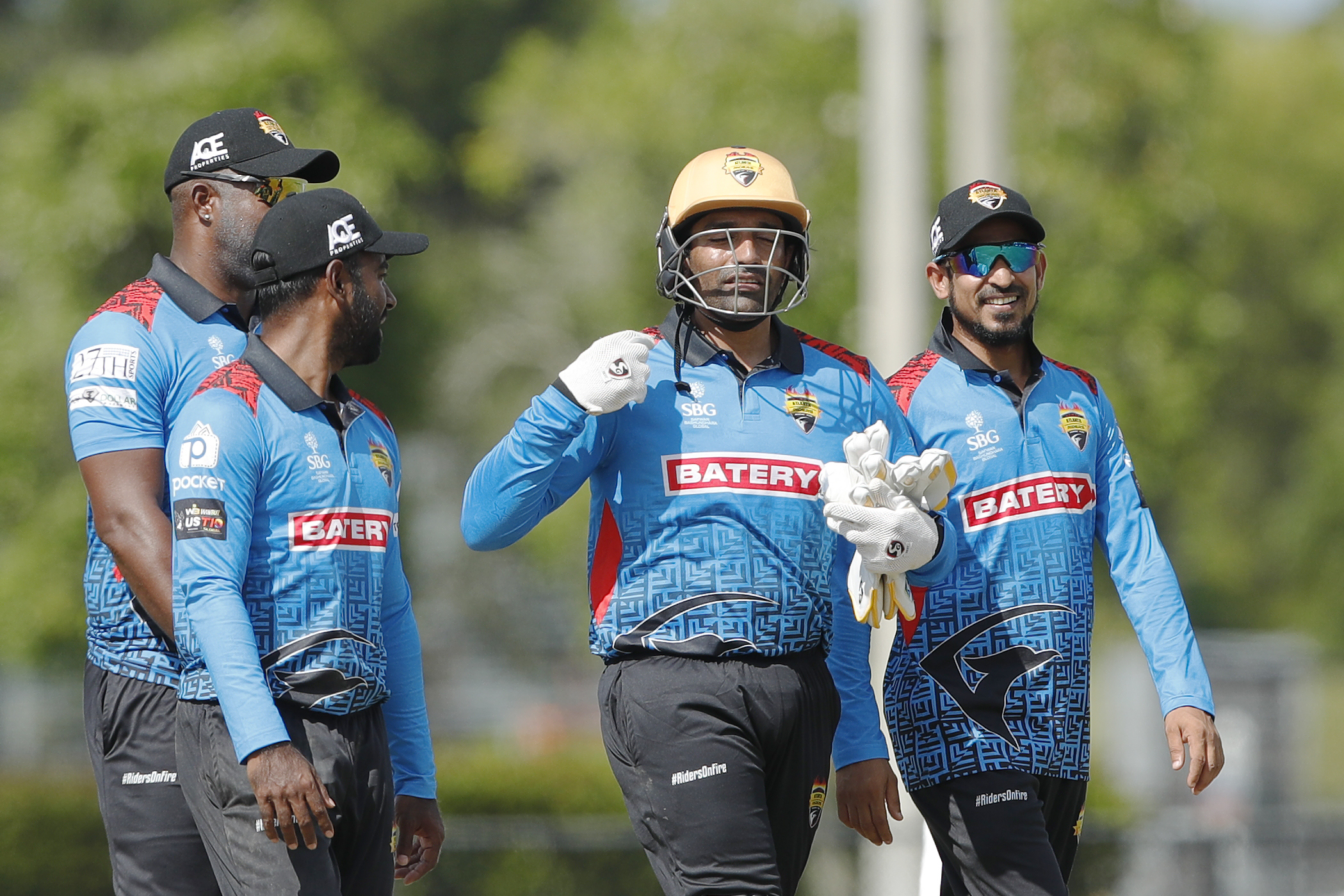 Atlanta Riders celebrating win during match 15 of the US Masters T10 League between the Atlanta Riders and the NJ Tritons at the Central Broward Park in Lauderhill, Florida on the 23rd August 2023 Photo by Saikat Das / ACEIMAGES for US Masters T10