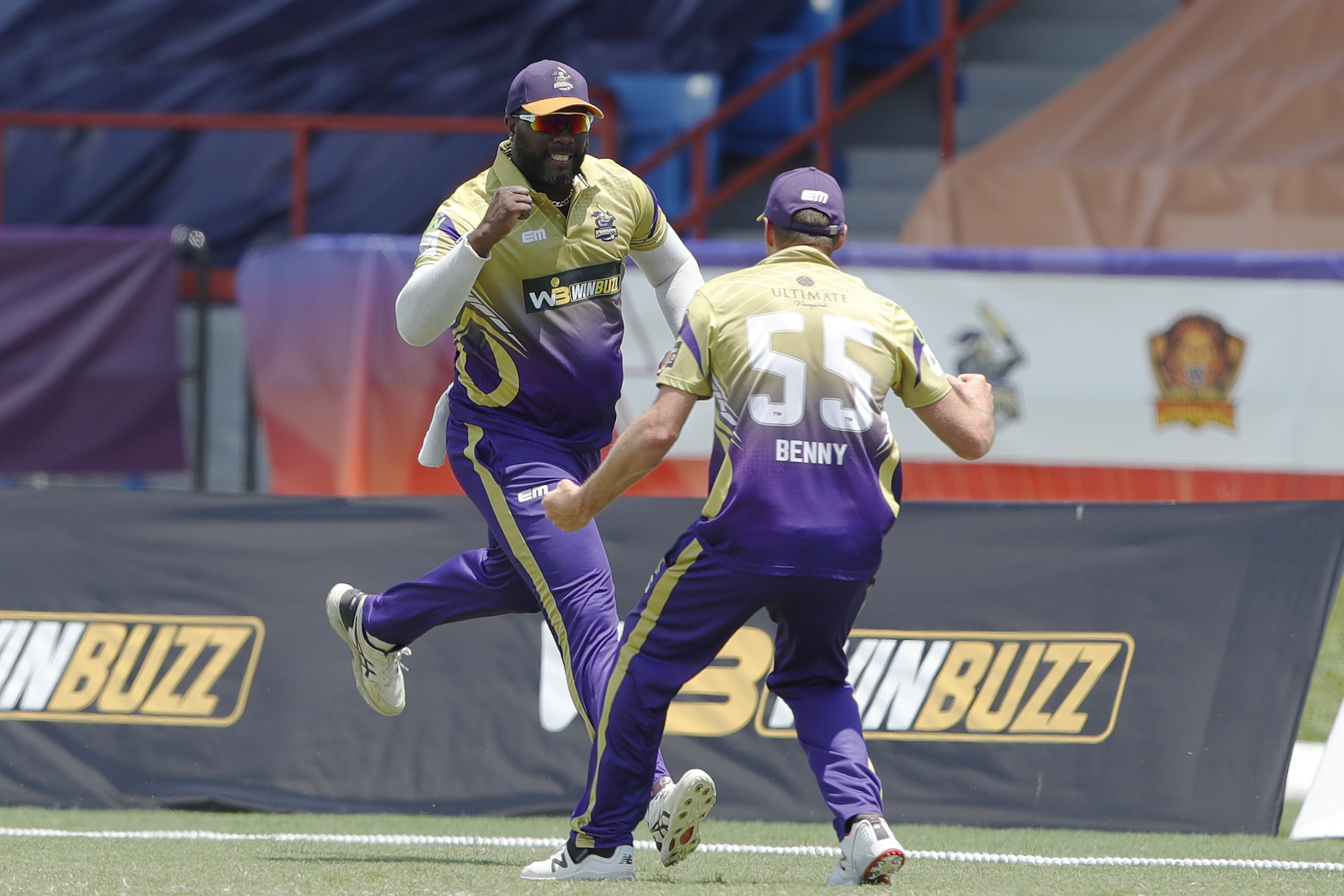 Nurse of California Knights taking a catch of Hamilton Masakadza of Atlanta Riders and celebrating during match 17 of the US Masters T10 League between the California Knights and the Atlanta Riders at the Central Broward Park in Lauderhill, Florida on the 24th August 2023 Photo by Saikat Das / ACEIMAGES for US Masters T10