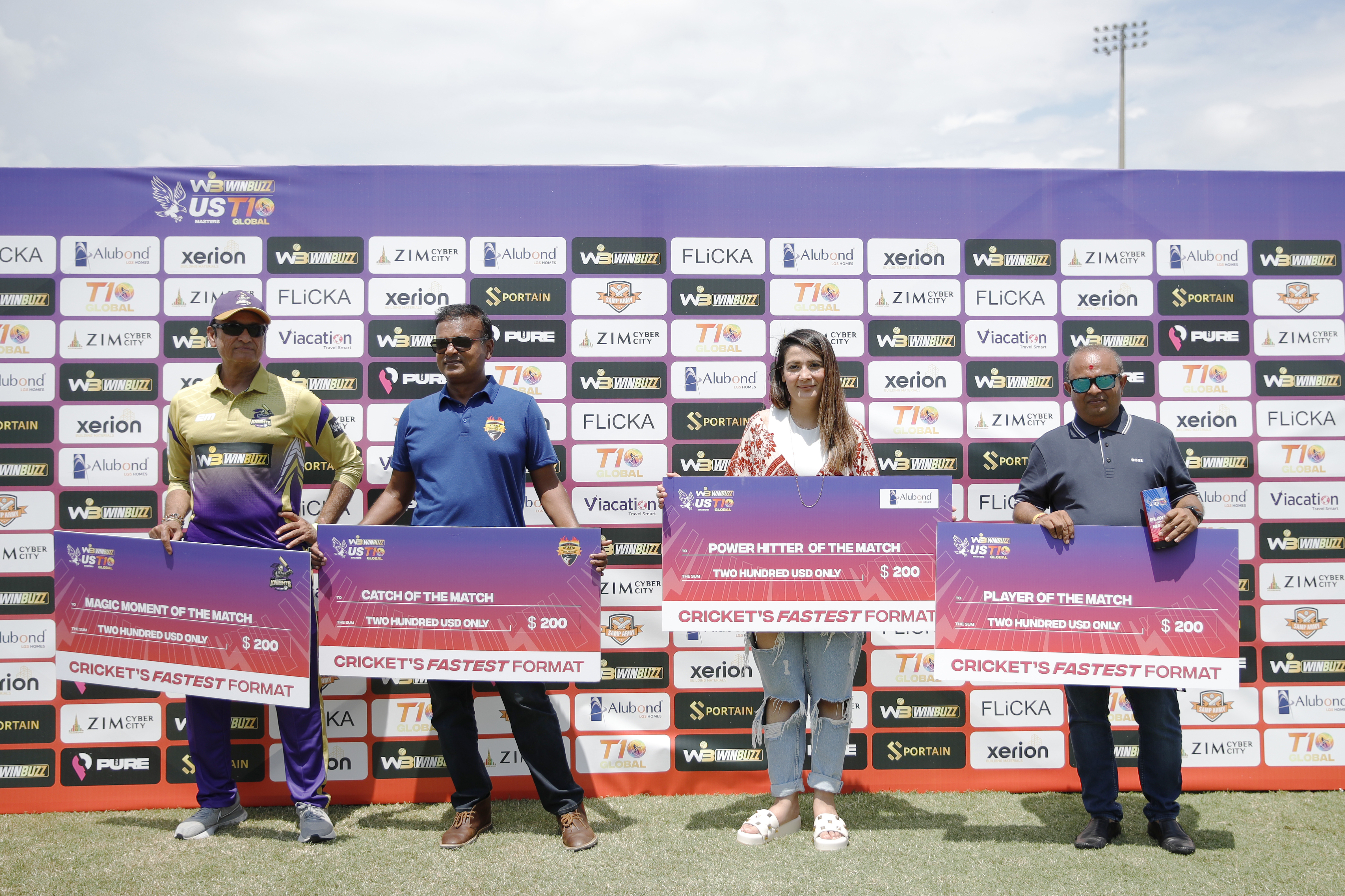 Presentation Party during match 17 of the US Masters T10 League between the California Knights and the Atlanta Riders at the Central Broward Park in Lauderhill, Florida on the 24th August 2023 Photo by Saikat Das / ACEIMAGES for US Masters T10