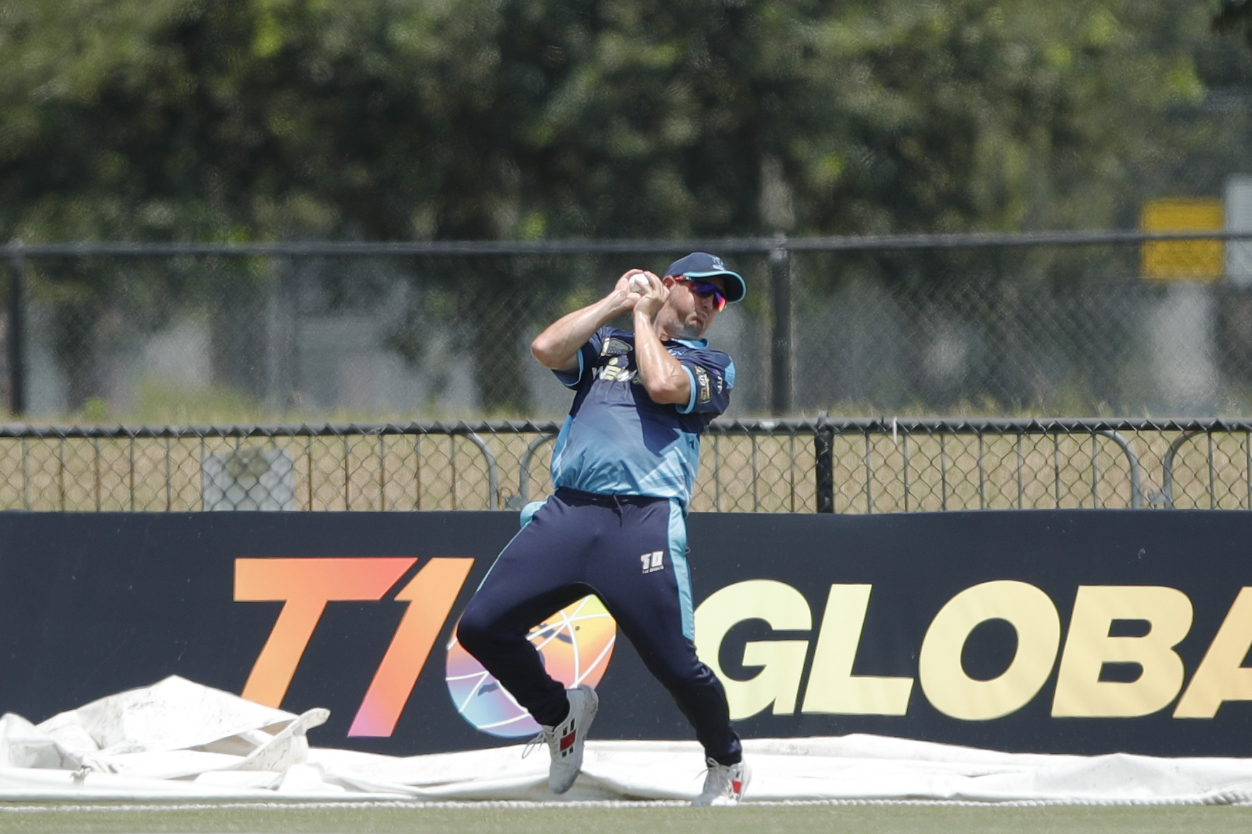 Phil Mustard of Texas Chargers taking a catch during match 20 of the US Masters T10 League between the Texas Chargers and the Atlanta Riders at the Central Broward Park in Lauderhill, Florida on the 25th August 2023 Photo by Saikat Das / ACEIMAGES for US Masters T10