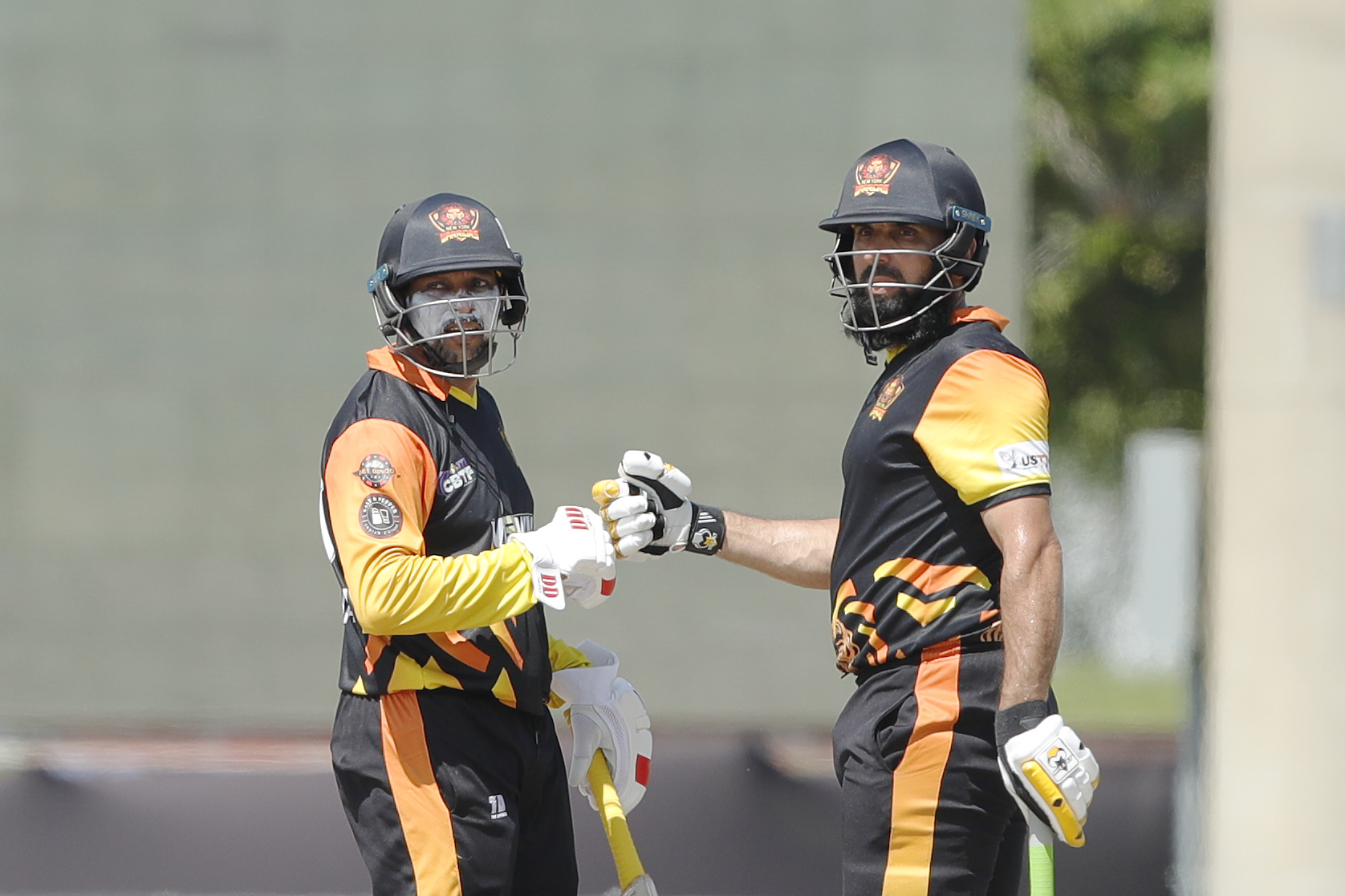 Tillakaratne Dilshan of New York Warriors and Misbah-ul-Haq (c) of New York Warriors during match 21 of the US Masters T10 League between the New York Warriors and the Morrisville Unity at the Central Broward Park in Lauderhill, Florida on the 25th August 2023 Photo by Saikat Das / ACEIMAGES for US Masters T10