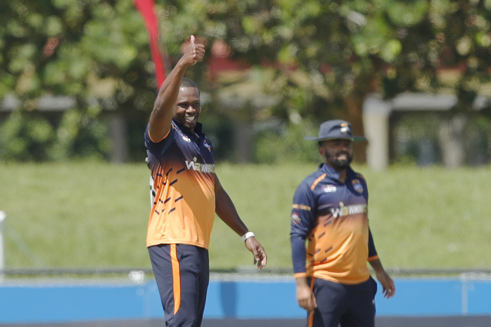 Navin Stewart of Morrisville Unity celebrating the wicket during match 21 of the US Masters T10 League between the New York Warriors and the Morrisville Unity at the Central Broward Park in Lauderhill, Florida on the 25th August 2023 Photo by Saikat Das / ACEIMAGES for US Masters T10