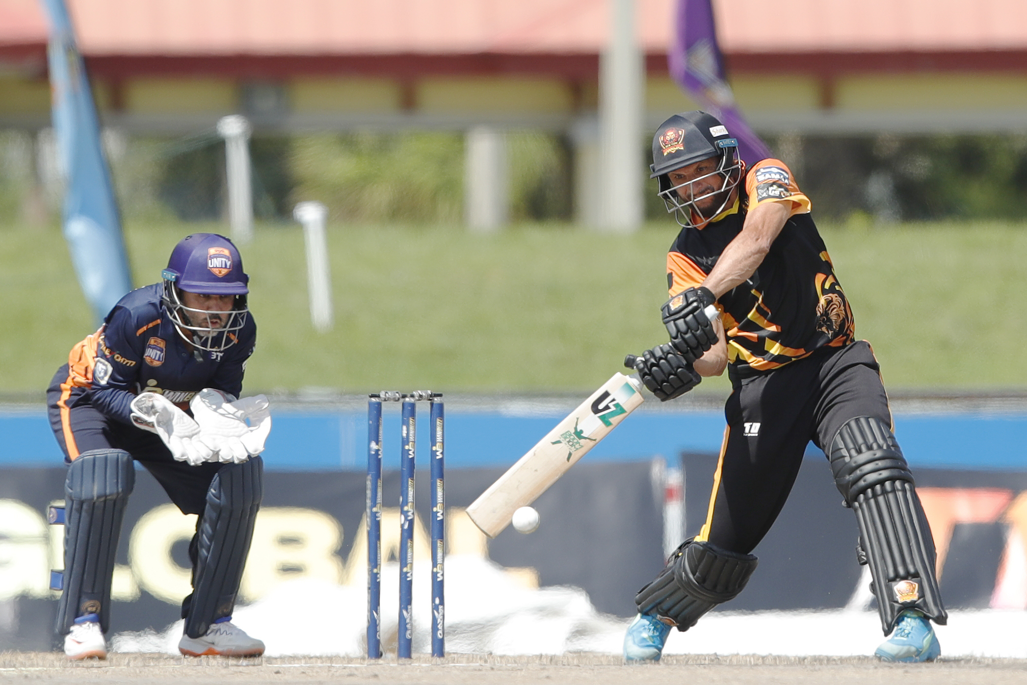 Shahid Afridi of New York Warriors batting during match 21 of the US Masters T10 League between the New York Warriors and the Morrisville Unity at the Central Broward Park in Lauderhill, Florida on the 25th August 2023 Photo by Saikat Das / ACEIMAGES for US Masters T10