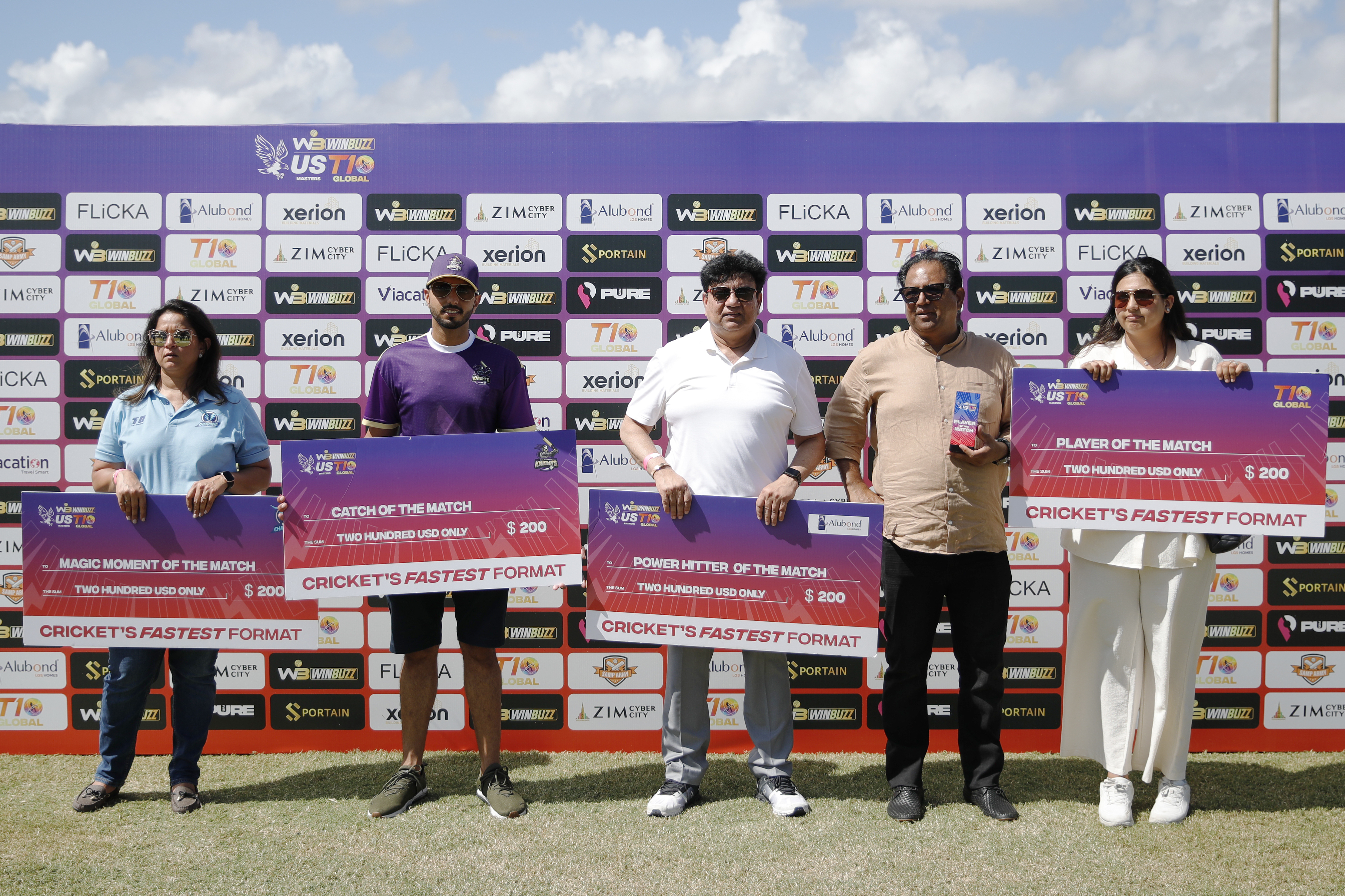Presentation Party during match 24, Qualifier 2 of the US Masters T10 League between the Texas Chargers and the California Knights at the Central Broward Park in Lauderhill, Florida on the 26th August 2023 Photo by Saikat Das / ACEIMAGES for US Masters T10