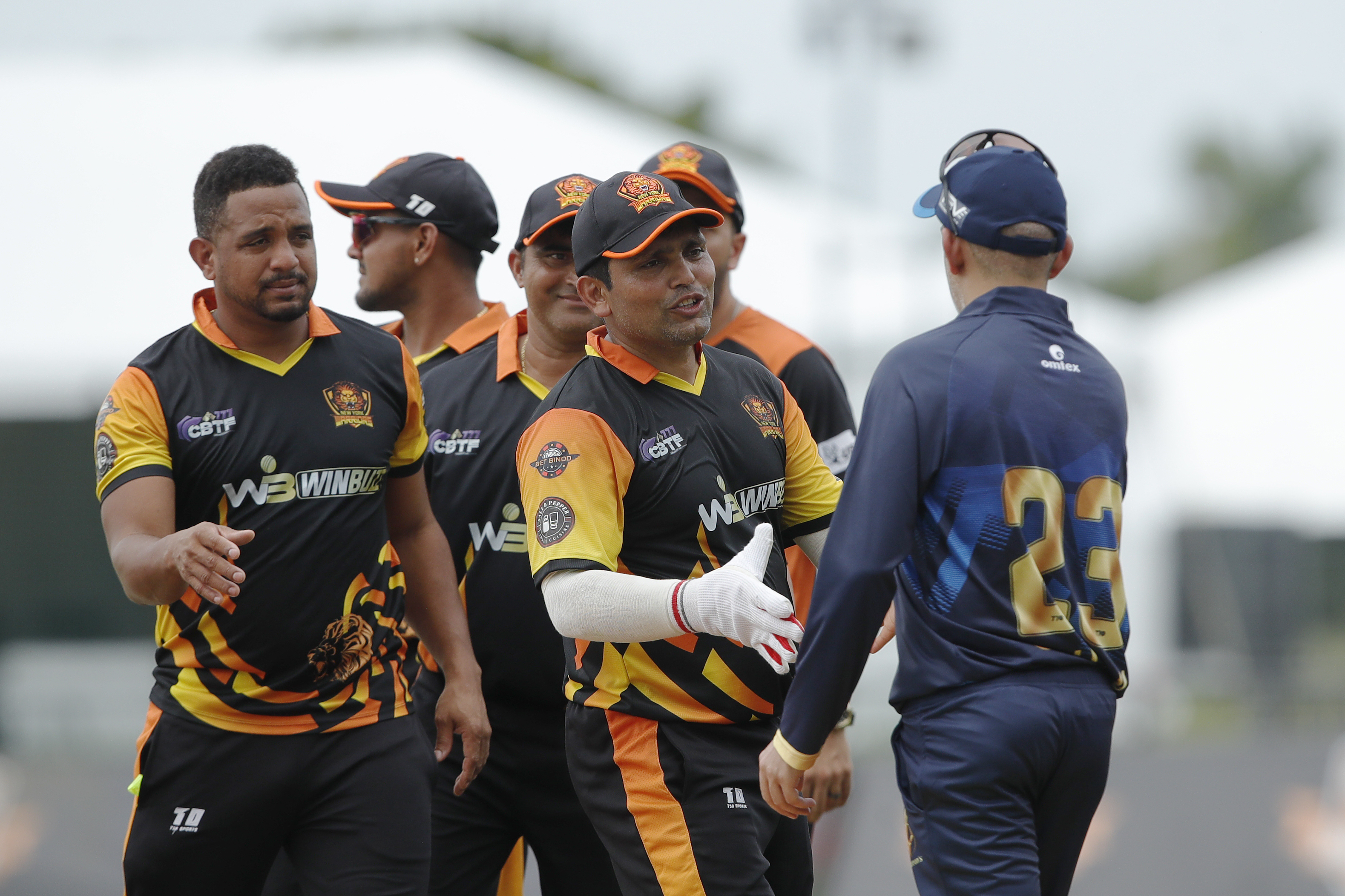 NJ Tritons celebrating win during match 9 of the US Masters T10 League between the NJ Tritons and theNew York Warriors at the Central Broward Park in Lauderhill, Florida on the 20 August 2023Photo by Saikat Das / ACEIMAGES for US Masters T10