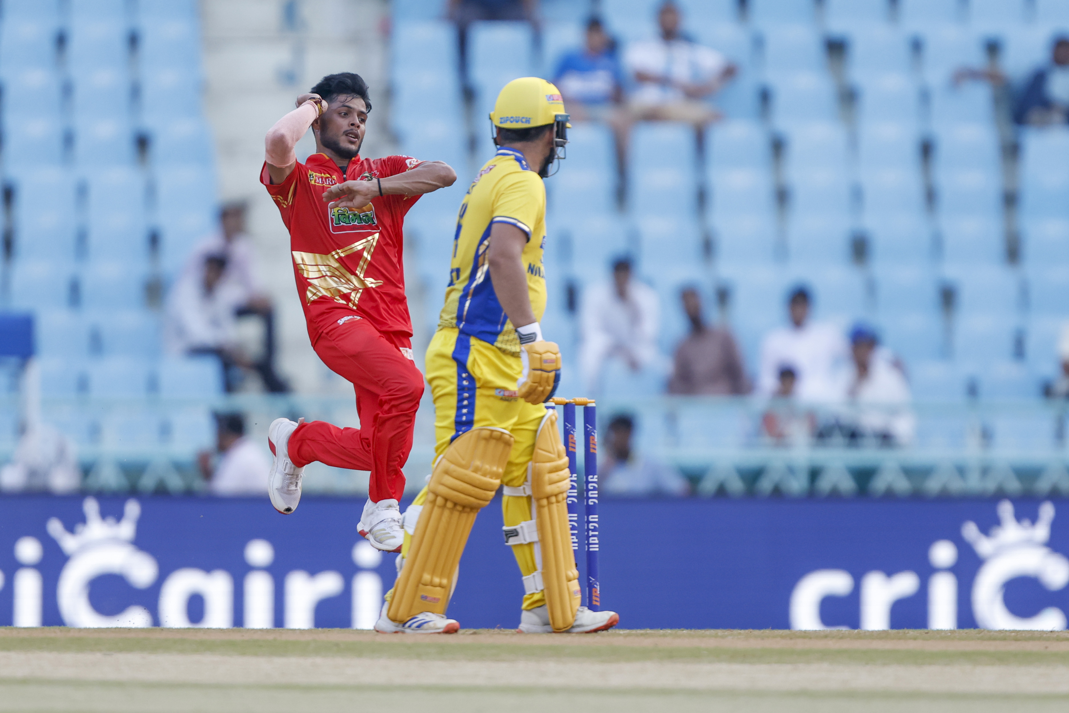 Ajay Kumar of Kanpur Superstars dliver ball during the UPT20 League Season 4 afternoon fixture on 15 August 2026 at Bharat Ratna Shri Atal Bihari Vajpayee Ekana Cricket Stadium, Lucknow, Uttar Pradesh, India, Noida Kings take on Kanpur Superstars in Match 2 as the tournament continues with high‑intensity T20 action.Photos by: Arjun Singh / aceimages.in for UPT20