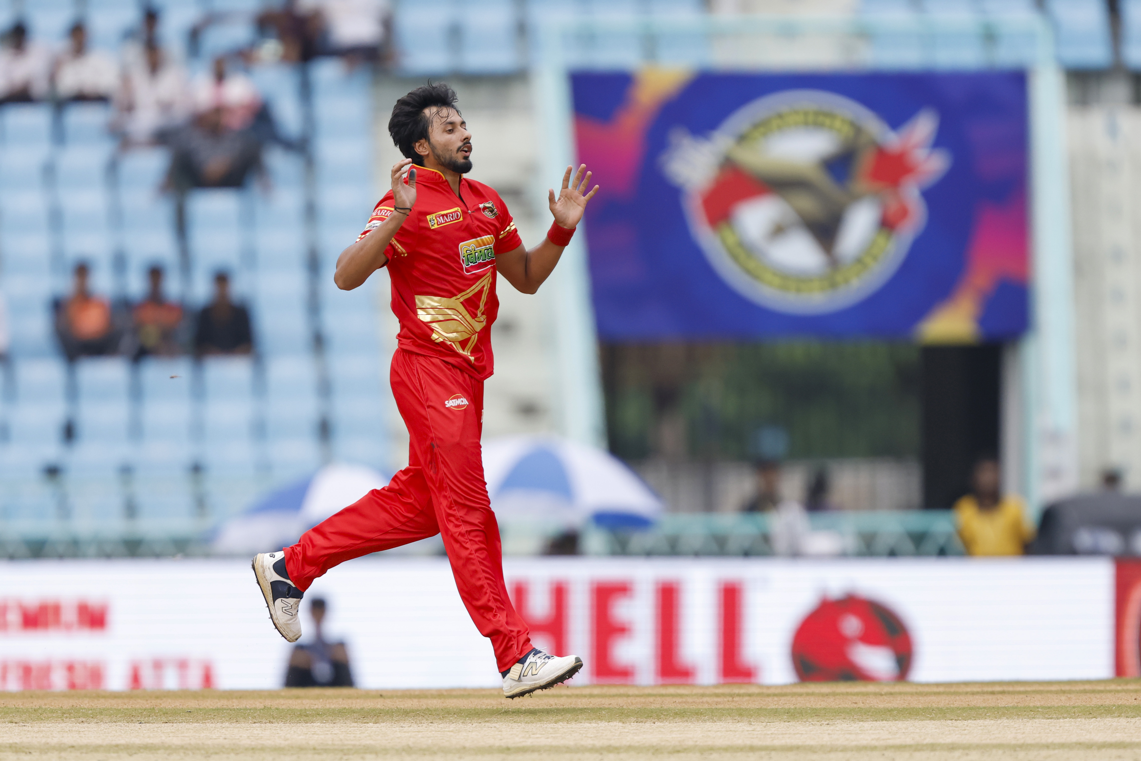 Vineet Panwar of Kanpur Superstars dliver ball during the UPT20 League Season 4 afternoon clash on 16 August 2026 at Bharat Ratna Shri Atal Bihari Vajpayee Ekana Cricket Stadium, Lucknow, Uttar Pradesh, India, two heavyweight franchises Kashi Rudras and Kanpur Superstars meet in Match 4 as the champions and the flair side battle for early momentum in the league.Photos by: Arjun Singh / aceimages.in for UPT20