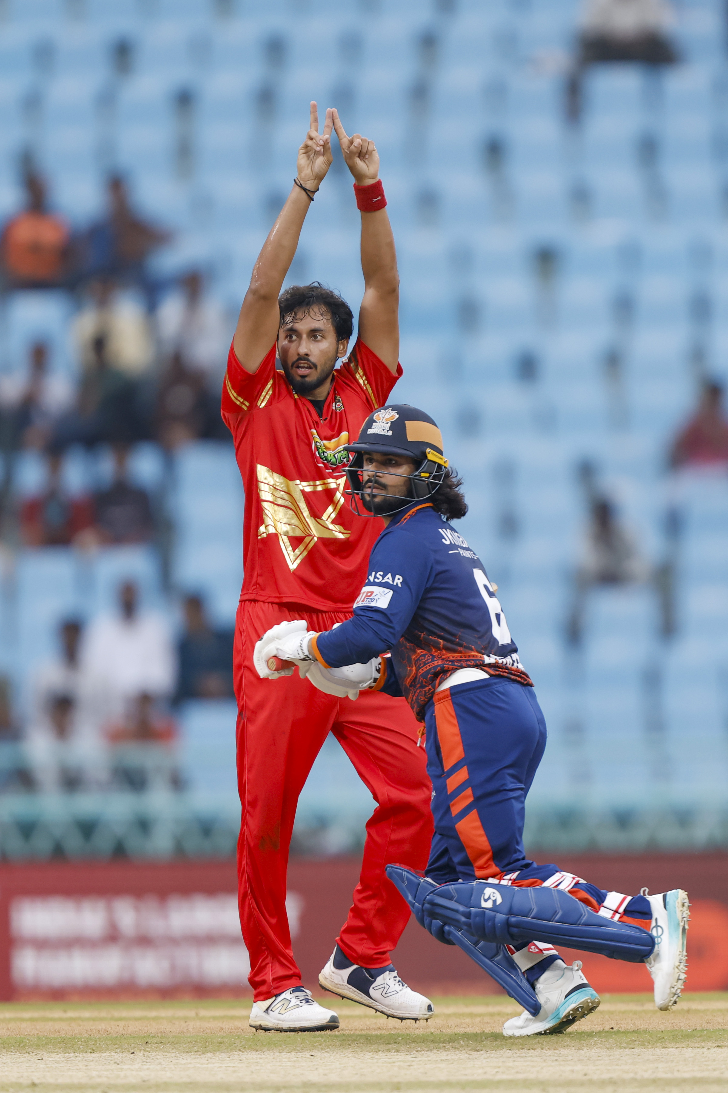 Vineet Panwar of Kanpur Superstars during the UPT20 League Season 4 afternoon clash on 16 August 2026 at Bharat Ratna Shri Atal Bihari Vajpayee Ekana Cricket Stadium, Lucknow, Uttar Pradesh, India, two heavyweight franchises Kashi Rudras and Kanpur Superstars meet in Match 4 as the champions and the flair side battle for early momentum in the league.Photos by: Arjun Singh / aceimages.in for UPT20