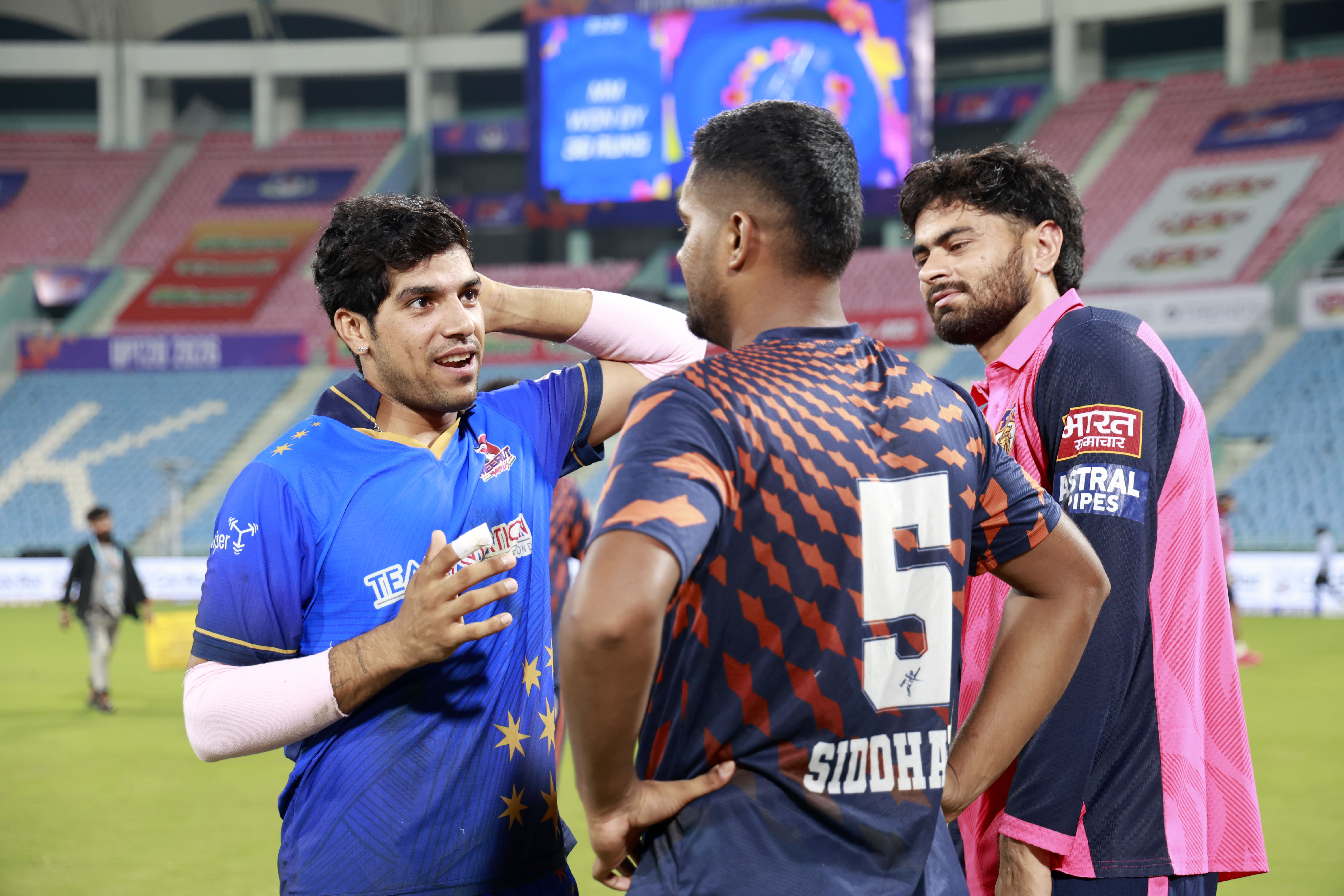 Swastik Chikara of Meerut Mavericks Gaur Gorakhpur Lions during the UPT20 League Season 4 night clash on 16 August 2026 at Bharat Ratna Shri Atal Bihari Vajpayee Ekana Cricket Stadium, Lucknow, Uttar Pradesh, India, Gaur Gorakhpur Lions take on defending champions Meerut Mavericks in Match 5 under lights as Purvanchal’s pride meets Meerut’s grit in a high‑intensity T20 battle.Photos by: Tamal Das / aceimages.in for UPT20