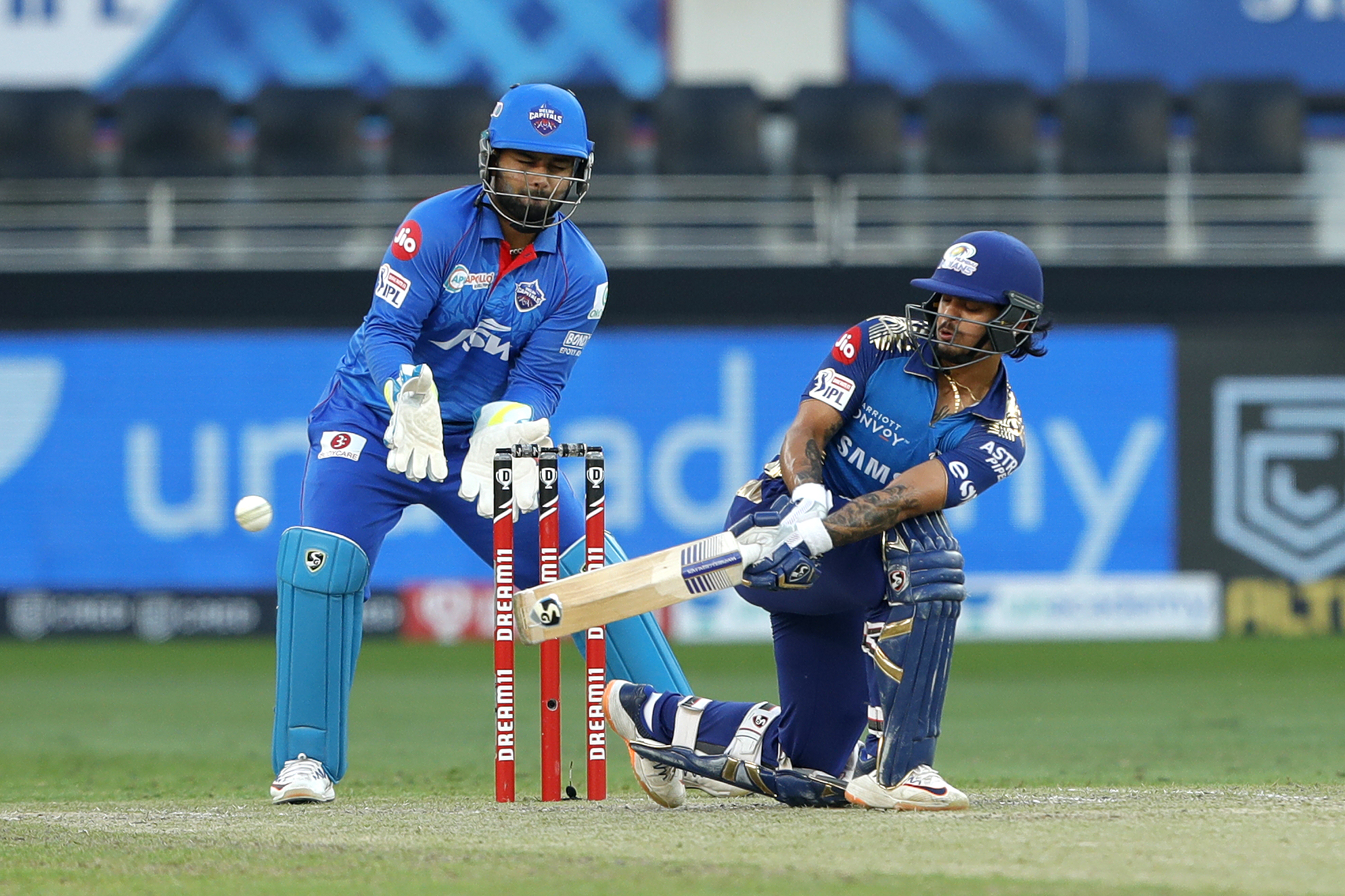 Ishan Kishan of Mumbai Indians batting during match 51 of season 13 of the Dream 11 Indian Premier League (IPL) between the Delhi Capitals and the Mumbai Indians held at the Dubai International Cricket Stadium, Dubai in the United Arab Emirates on the 31st October 2020.  Photo by: Saikat Das  / Sportzpics for BCCI