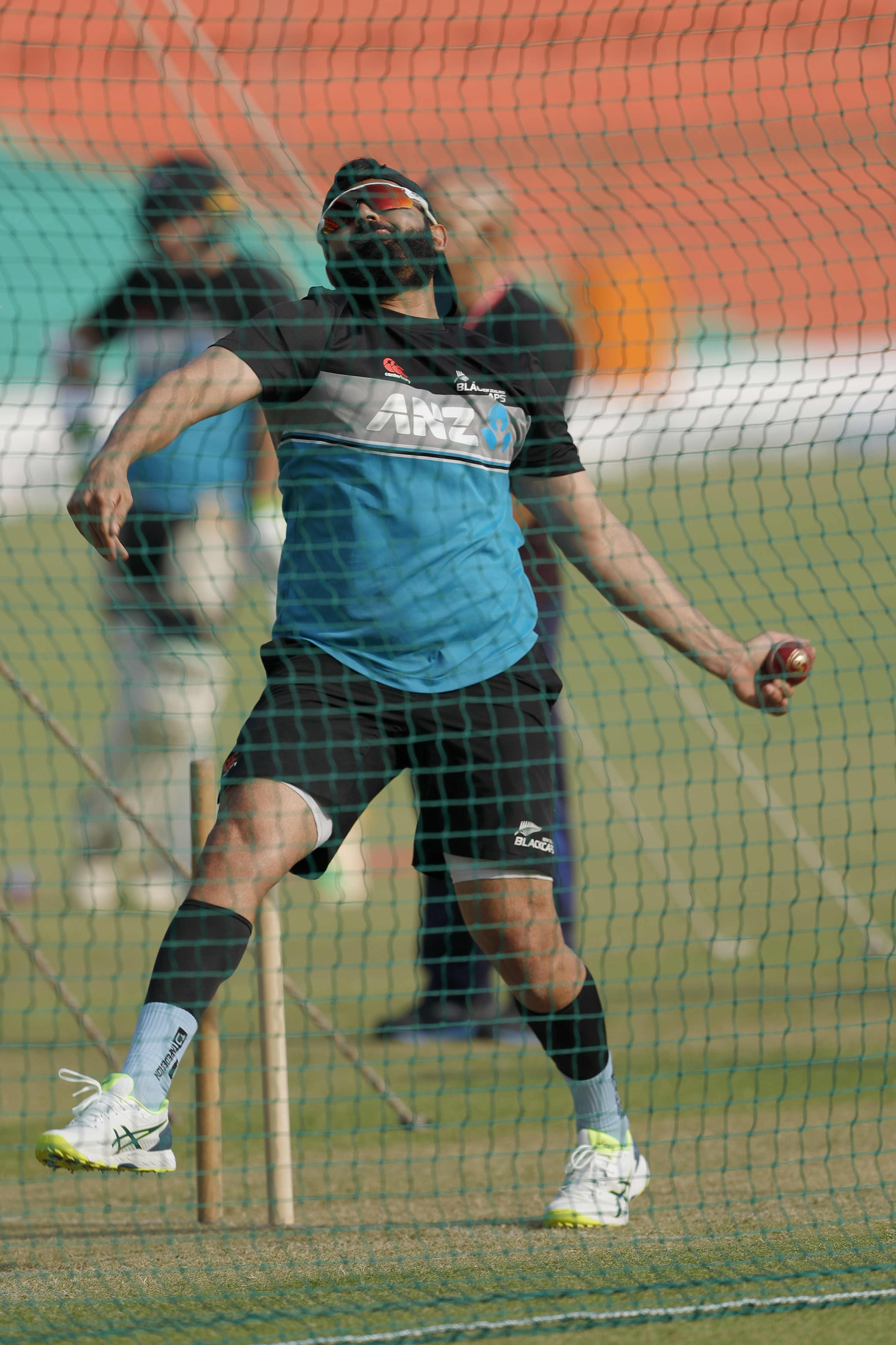 Ajaz Patel of New Zealand  during the India team practice session held at the Green Park International Stadium in Kanpur on the 24th November 2021Photo by Saikat Das / Sportzpics for BCCI