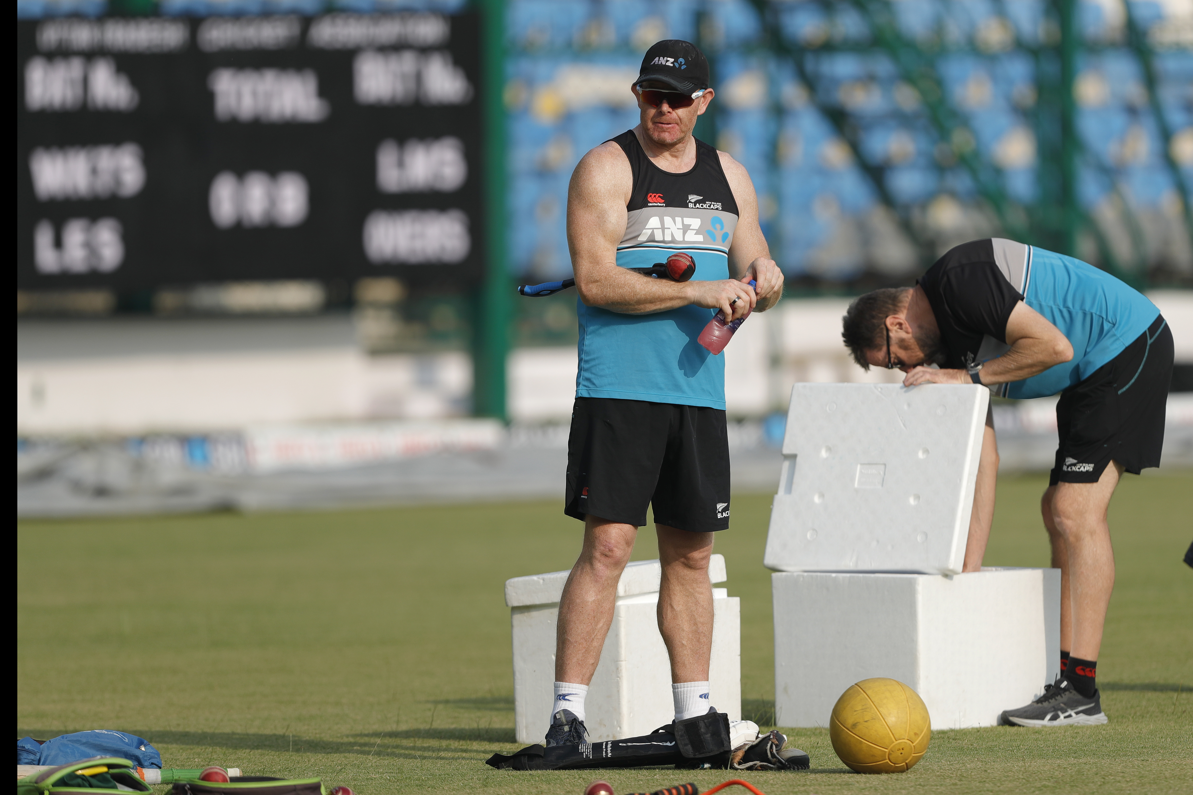 New Zealand support staff during the India team practice session held at the Green Park International Stadium in Kanpur on the 24th November 2021Photo by Saikat Das / Sportzpics for BCCI