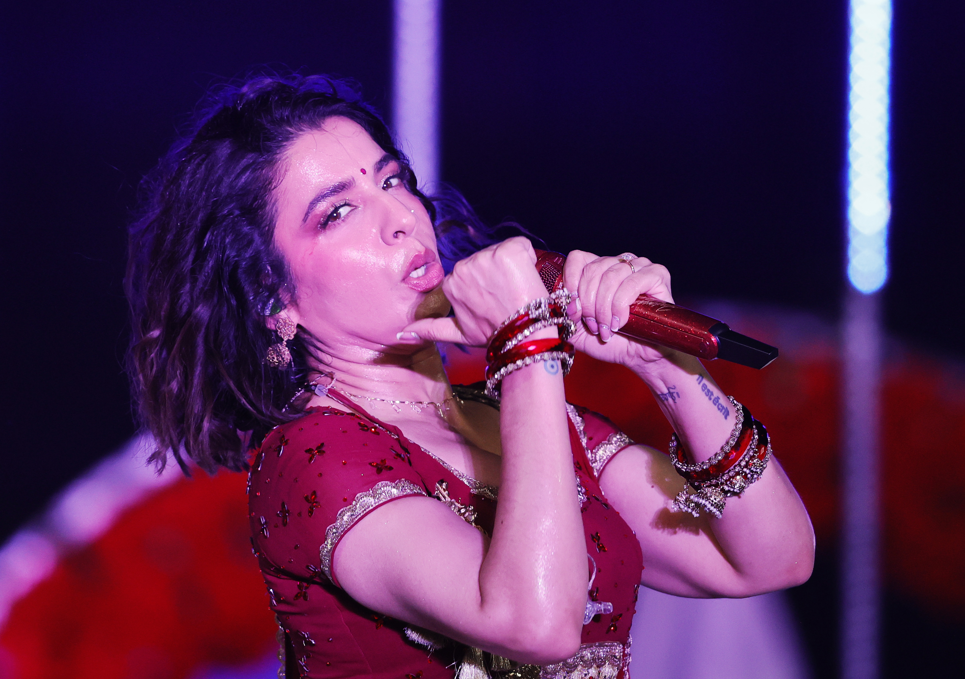 Jasmine Sandlas performing during the UPT20 League Season 4 grand opening ceremony and live concert on 14 August 2026 at Bharat Ratna Shri Atal Bihari Vajpayee Ekana Cricket Stadium, Lucknow, Uttar Pradesh, India. Photos by: s Saikat Das / aceimages.in for UPT20
