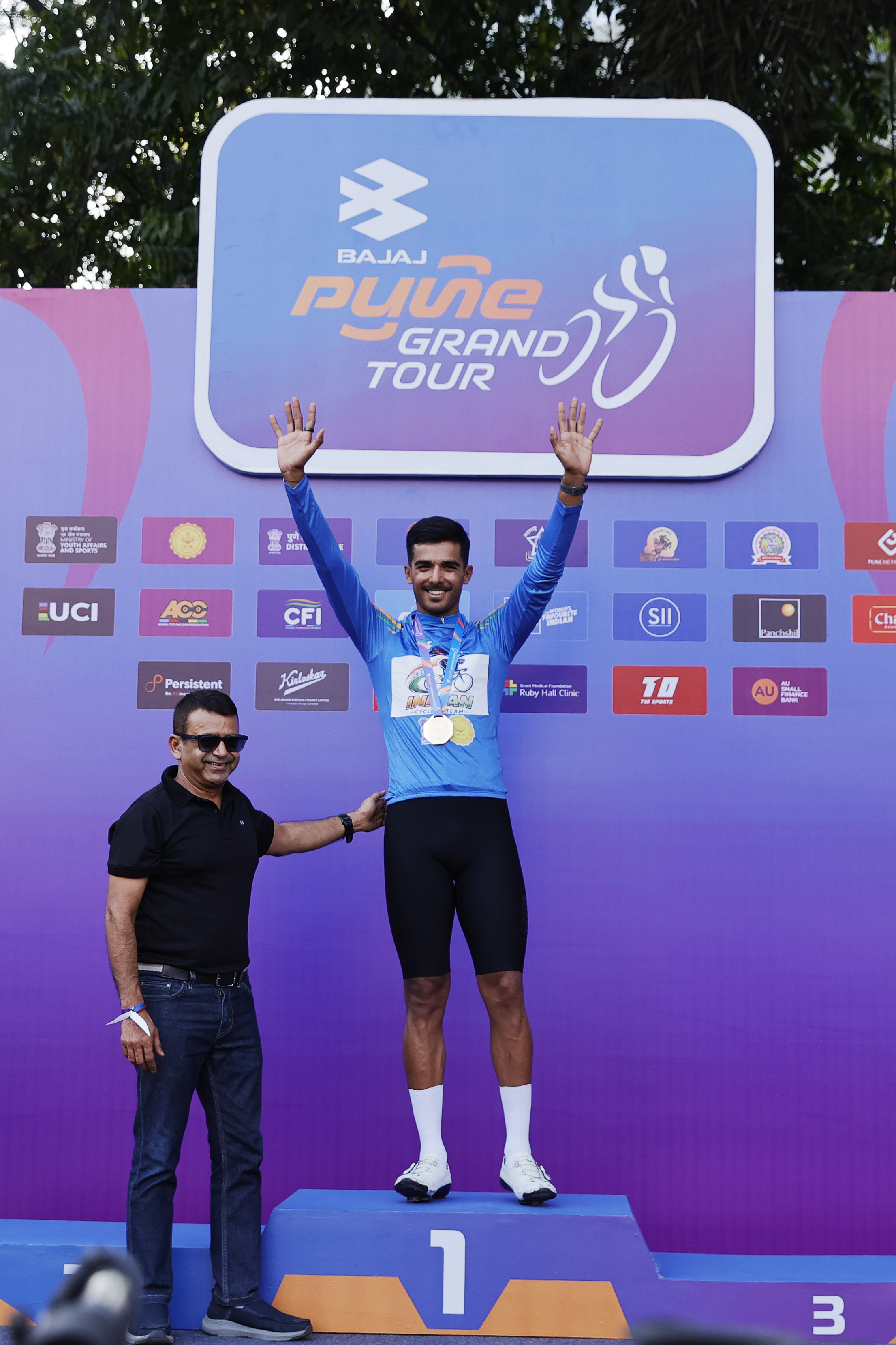 Best Indian rider , Sekhon during the peloton of the Pune Grand Tour 2026 held in the City of Pune on the 19th January 2026.  The Pune Grand Tour marks India’s first entry into the global professional cycling calendar.   Owing to its UCI classification the PGT2026 will offer riders the opportunity to earn valuable ranking points that count toward qualification for the LA 2028 Summer Olympics.Photo by s Saikat Das / Sportzpics / PGT