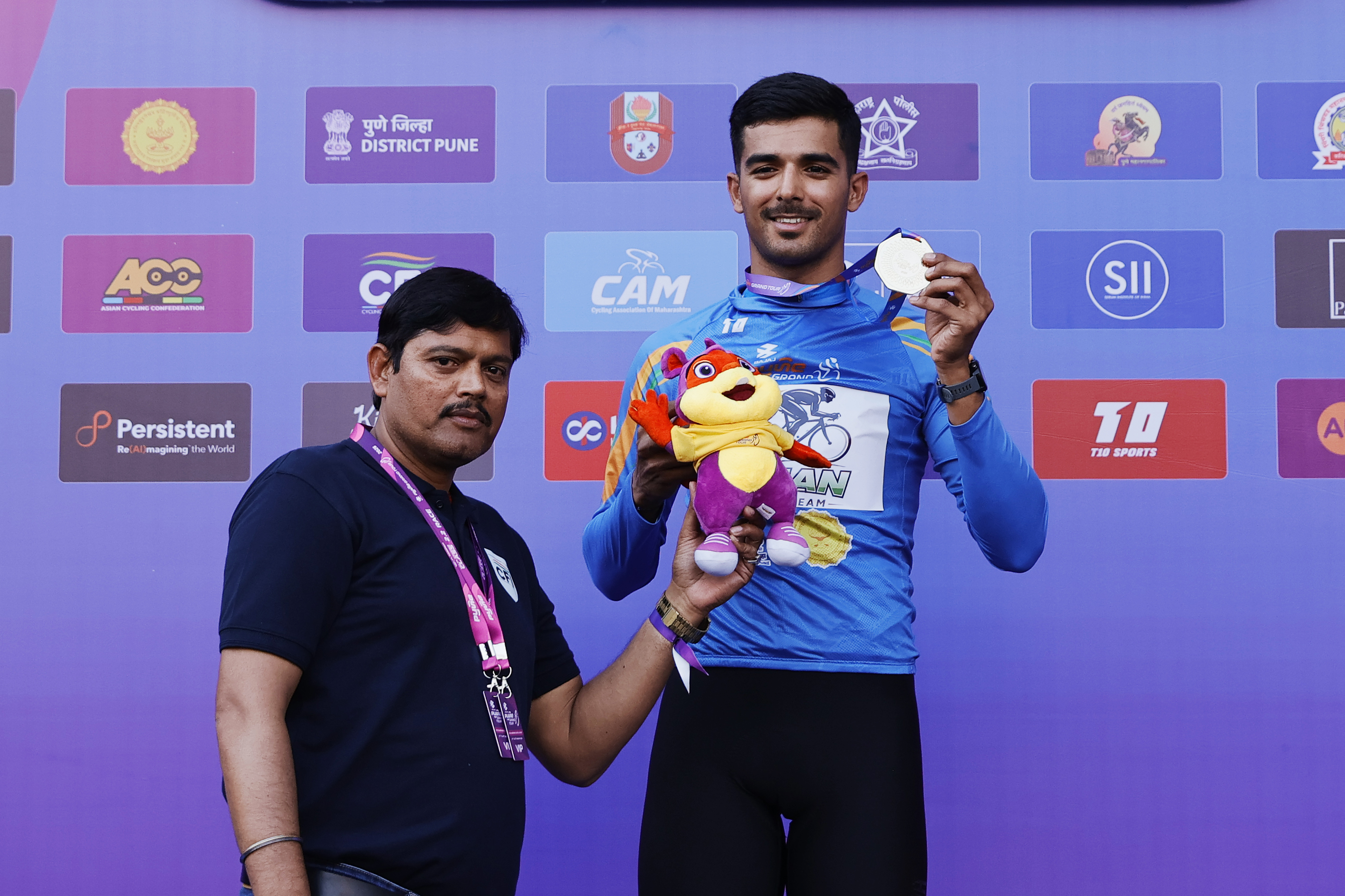 Best Indian rider , Sekhon during the peloton of the Pune Grand Tour 2026 held in the City of Pune on the 19th January 2026.  The Pune Grand Tour marks India’s first entry into the global professional cycling calendar.   Owing to its UCI classification the PGT2026 will offer riders the opportunity to earn valuable ranking points that count toward qualification for the LA 2028 Summer Olympics.Photo by s Saikat Das / Sportzpics / PGT
