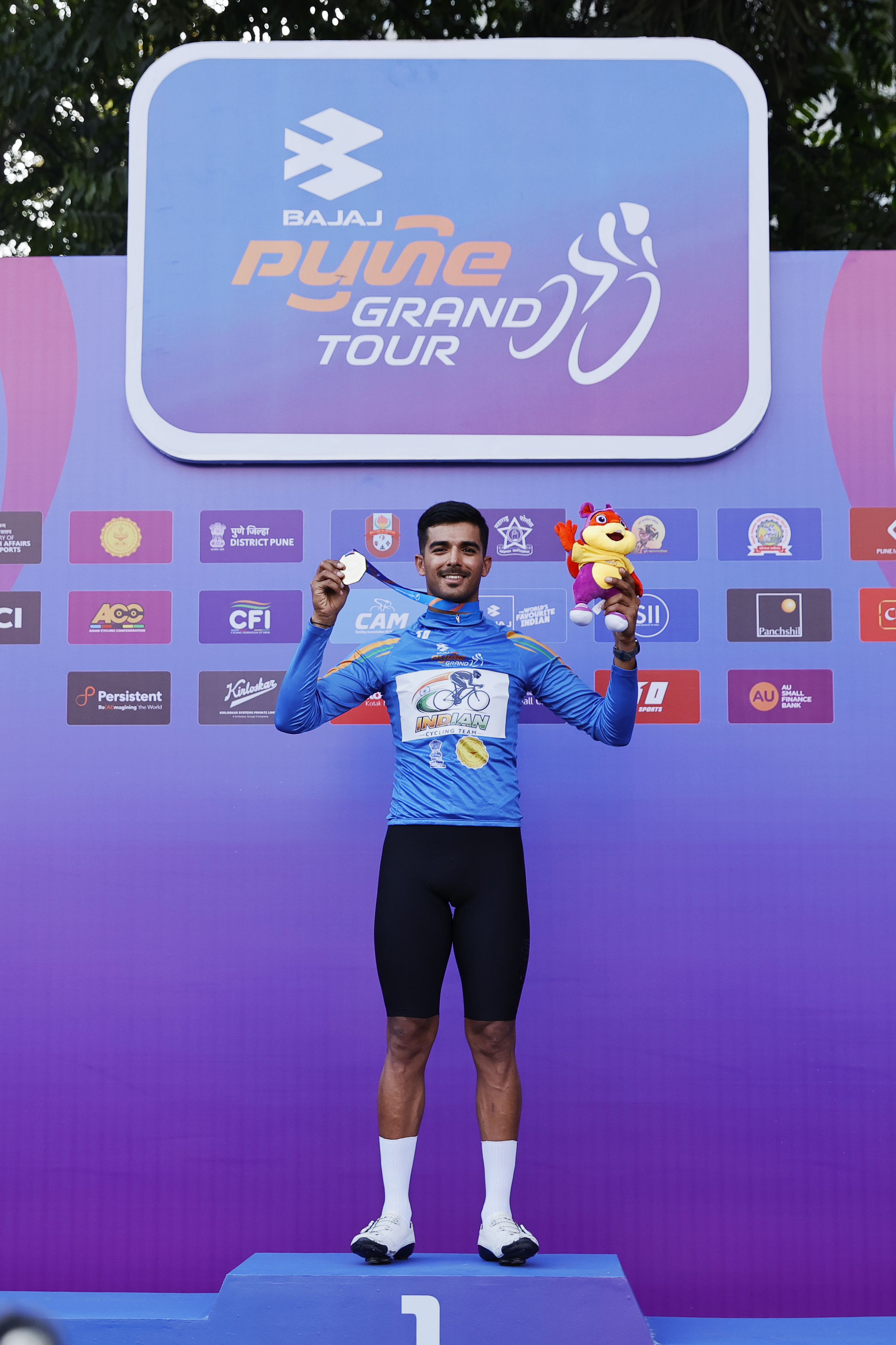 Best Indian rider , Sekhon during the peloton of the Pune Grand Tour 2026 held in the City of Pune on the 19th January 2026.  The Pune Grand Tour marks India’s first entry into the global professional cycling calendar.   Owing to its UCI classification the PGT2026 will offer riders the opportunity to earn valuable ranking points that count toward qualification for the LA 2028 Summer Olympics.Photo by s Saikat Das / Sportzpics / PGT