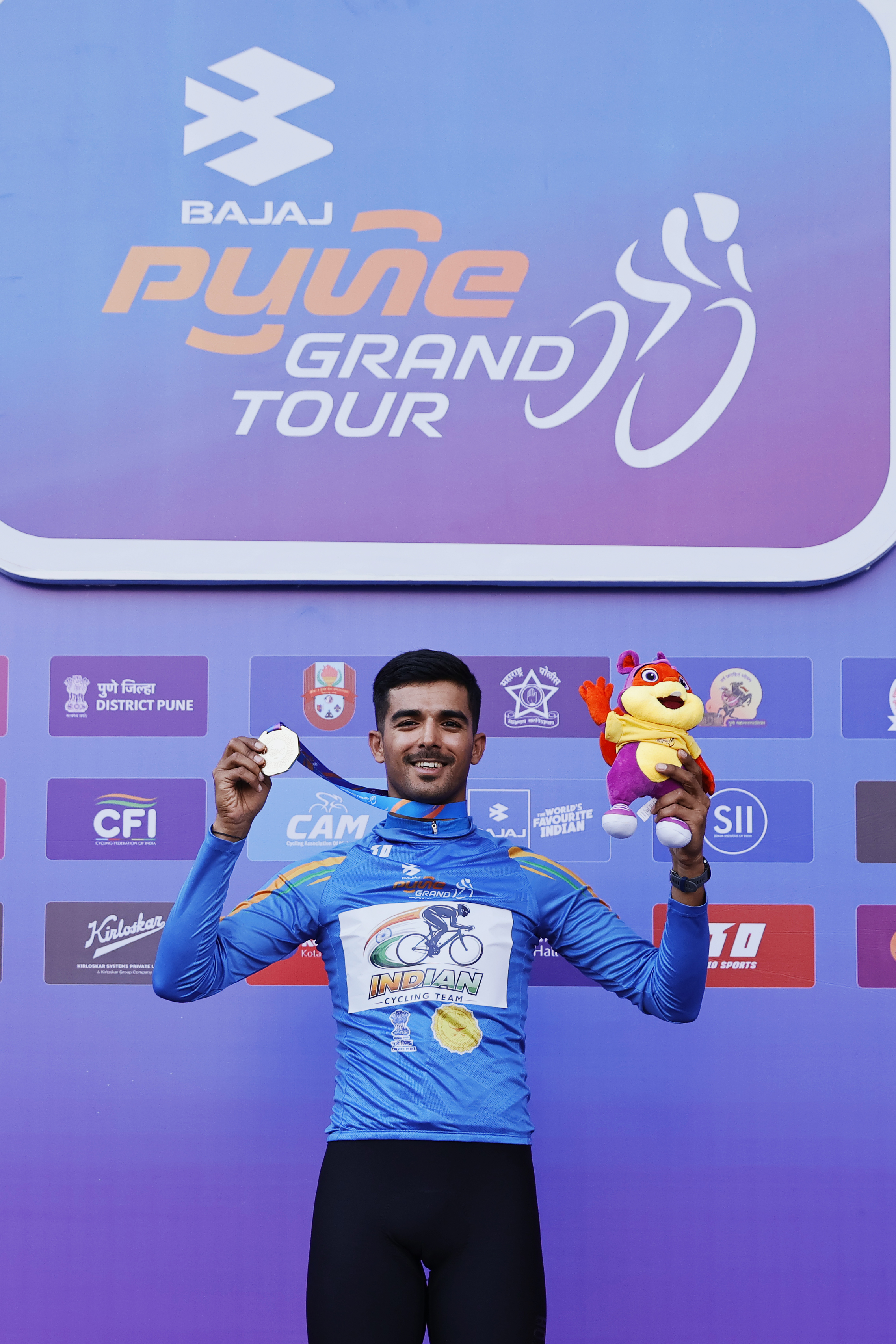 Best Indian rider , Sekhon during the peloton of the Pune Grand Tour 2026 held in the City of Pune on the 19th January 2026.  The Pune Grand Tour marks India’s first entry into the global professional cycling calendar.   Owing to its UCI classification the PGT2026 will offer riders the opportunity to earn valuable ranking points that count toward qualification for the LA 2028 Summer Olympics.Photo by s Saikat Das / Sportzpics / PGT