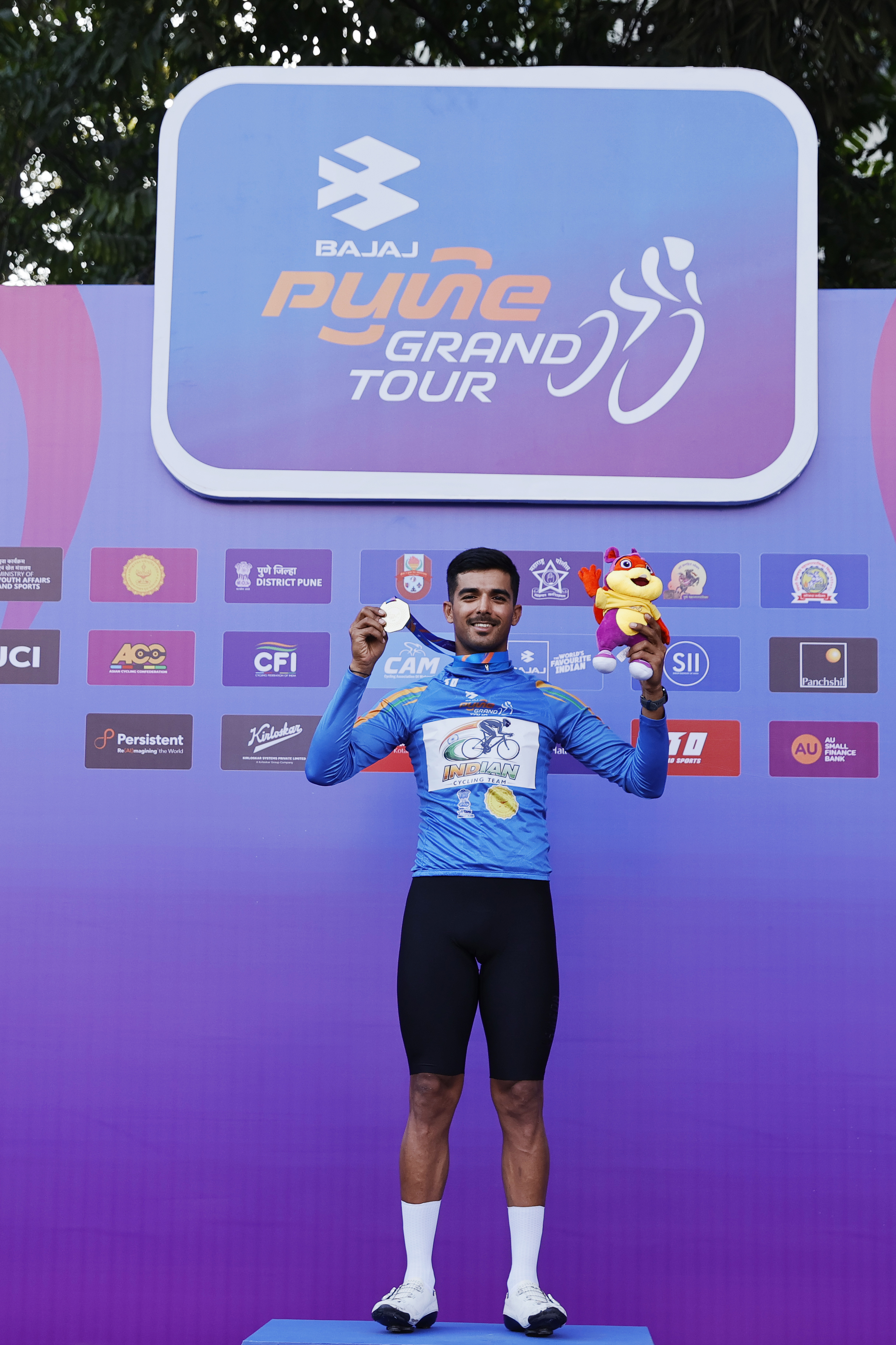 Best Indian rider , Sekhon during the peloton of the Pune Grand Tour 2026 held in the City of Pune on the 19th January 2026.  The Pune Grand Tour marks India’s first entry into the global professional cycling calendar.   Owing to its UCI classification the PGT2026 will offer riders the opportunity to earn valuable ranking points that count toward qualification for the LA 2028 Summer Olympics.Photo by s Saikat Das / Sportzpics / PGT