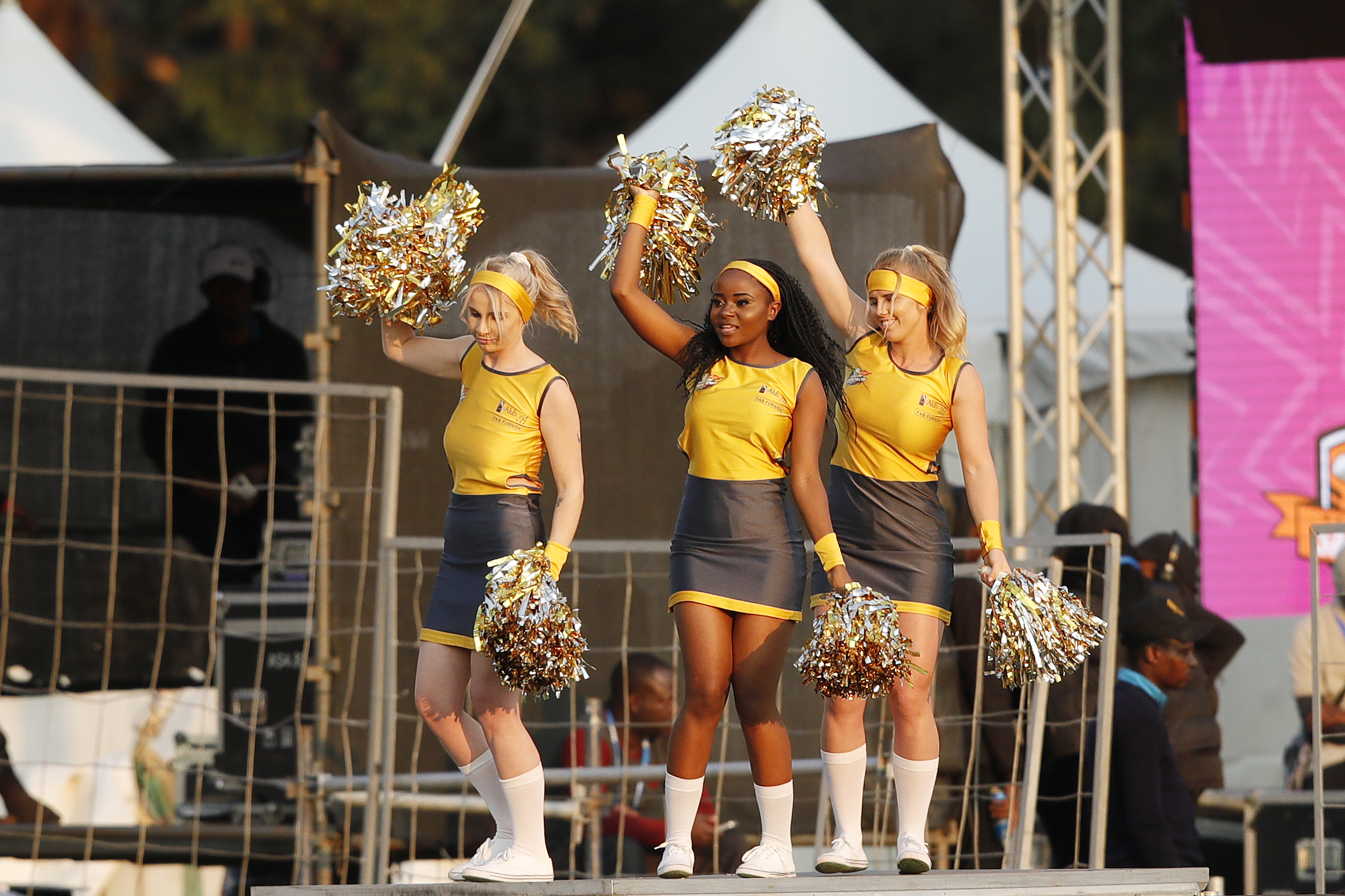 Cheerleaders performing during match 1 of the Zim Afro T10 League between the HARARE HURRICANES and the BULAWAYO BRAVES held at the Harare Sports Club in the Zimbabwe on the 21st July 2023Photo by Saikat Das / ACEIMAGES for Zim Afro T10