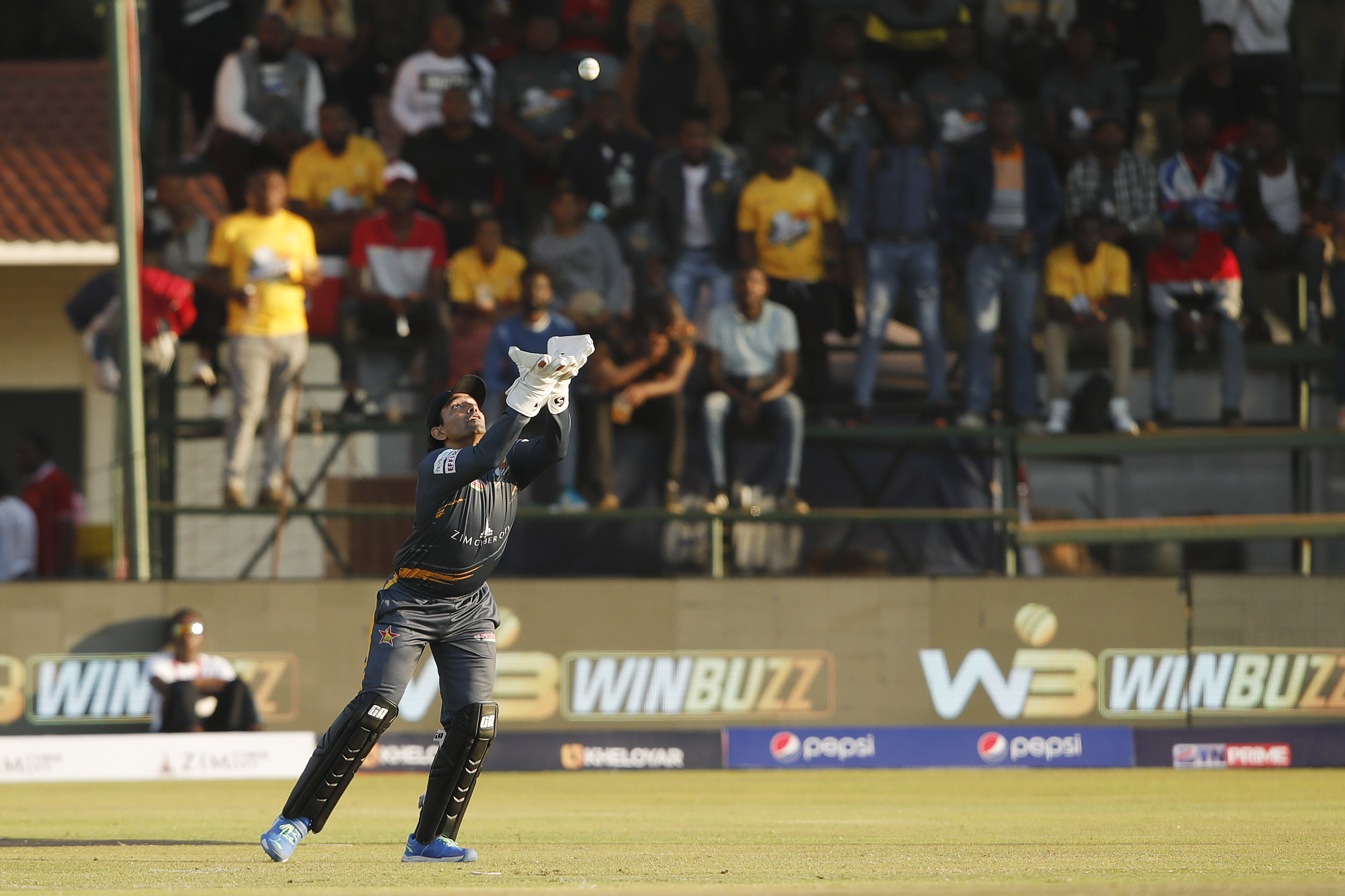 Robin Uthappa of Harare Hurricanes taking a catch during match 10 of the Zim Afro T10 League between the Harare Hurricanes and the Joburg Buffaloes held at the Harare Sports Club in the Zimbabwe on the 24th July 2023Photo by SAIKAT DAS / ACEIMAGES for Zim Afro T10
