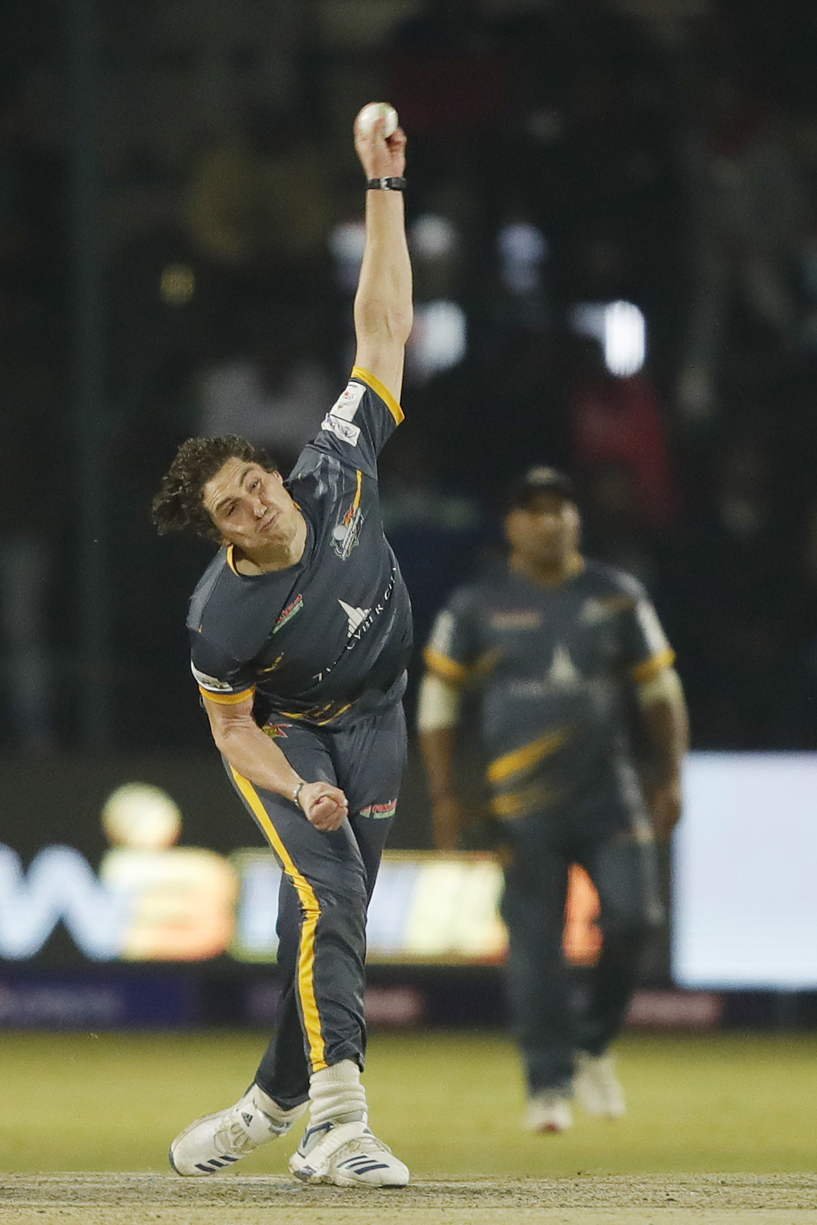 Nandre Burger of Harare Hurricanes bowling during match 12 of the Zim Afro T10 League between the Bulawayo Braves and the Harare Hurricanes at the Harare Sports Club in the Zimbabwe on the 24th July 2023Photo by Saikat Das / ACEIMAGES for Zim Afro T10