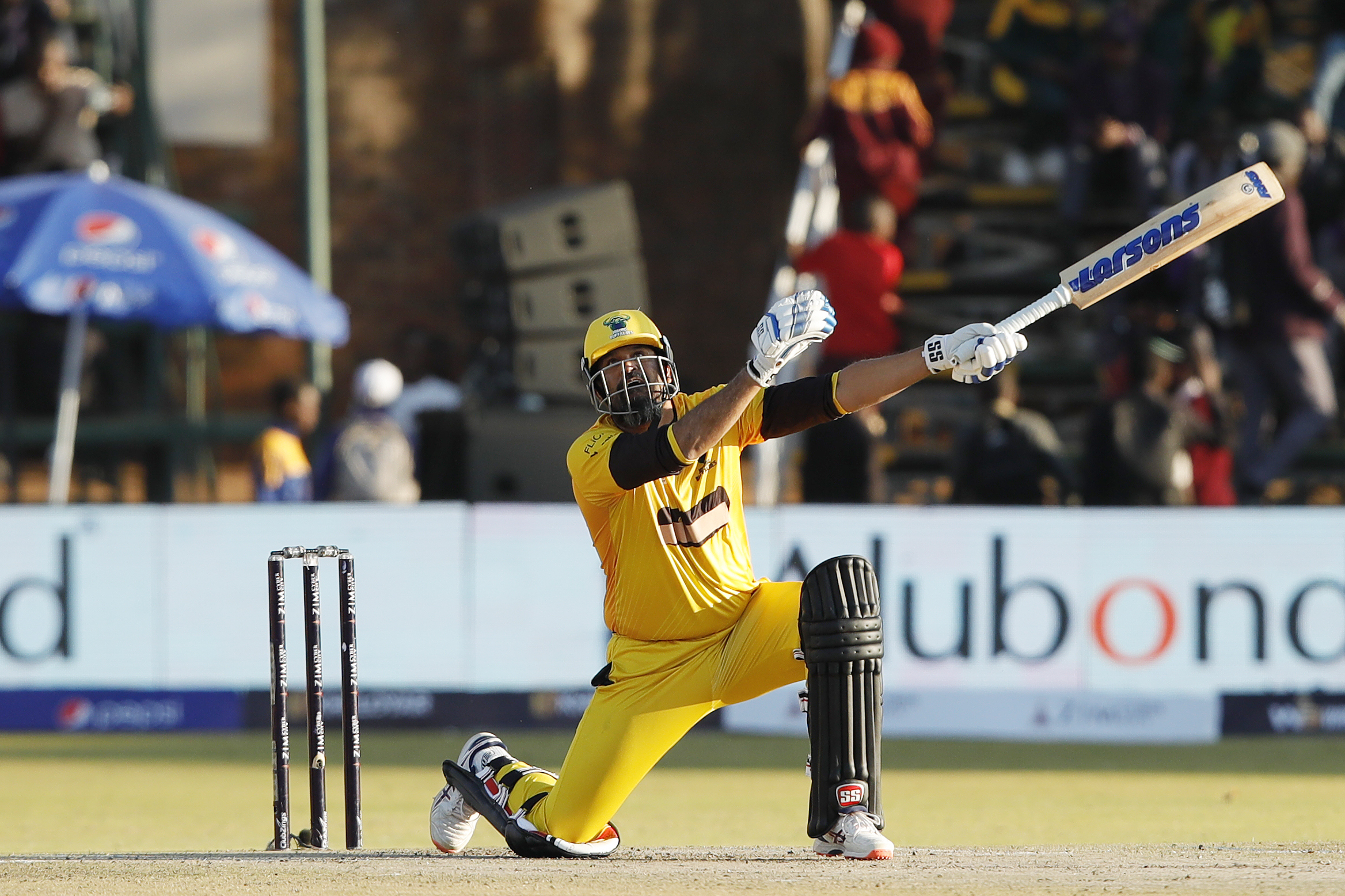 Yusuf Pathan of Joburg Buffaloes during match 13 of the Zim Afro T10 League between the Joburg Buffaloes and the Durban Qalandars at the Harare Sports Club in the Zimbabwe on the 25th July 2023Photo by Saikat Das / ACEIMAGES for Zim Afro T10