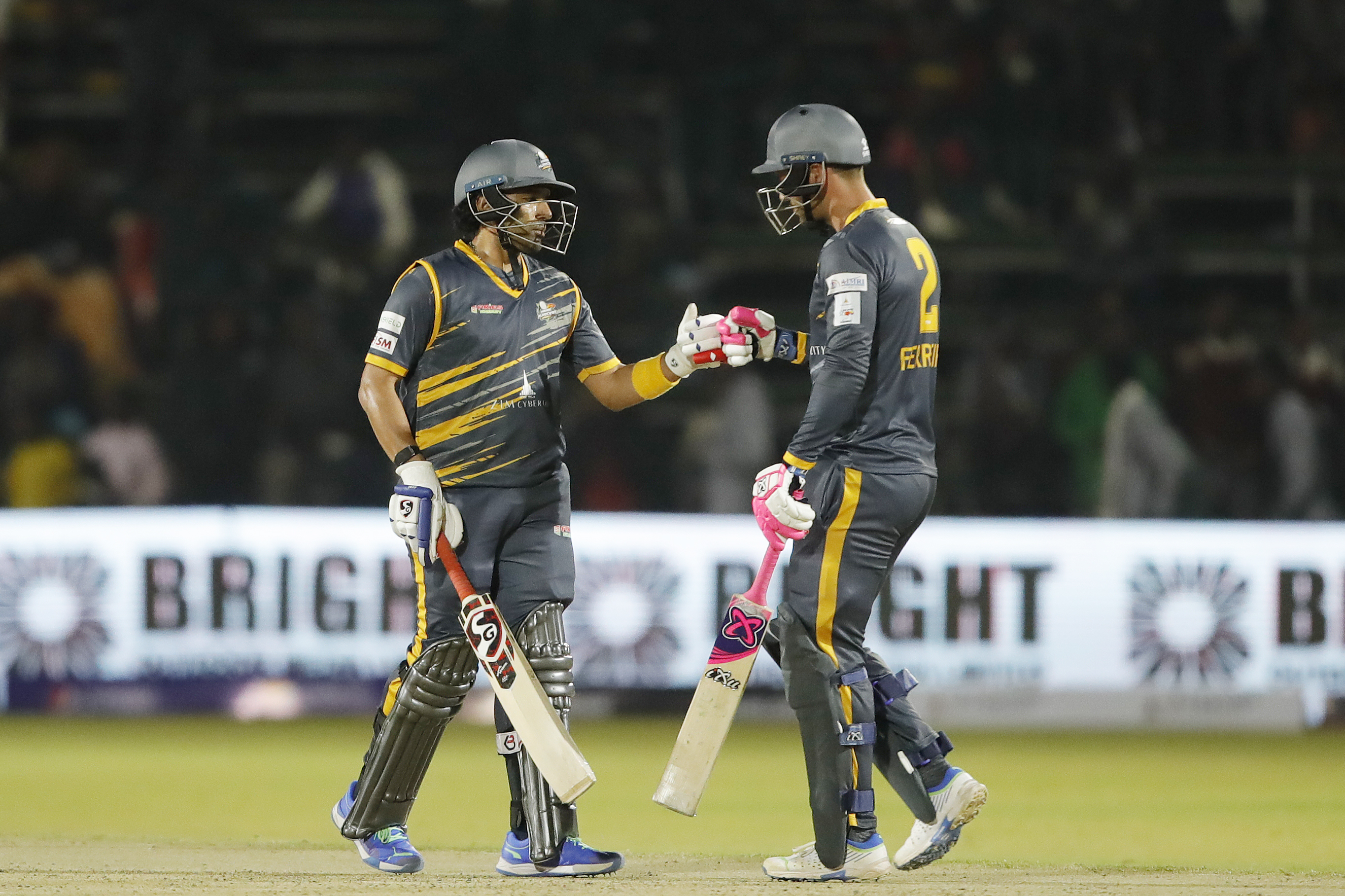 Donovon Ferraira of Harare Hurricanes and Robin Uthappa of Harare Hurricanes during match 22 Eliminator of the Zim Afro T10 League between the Cape Town Samp Army  and the Harare Hurricanes at the Harare Sports Club in the Zimbabwe on the 28th July 2023Photo by Saikat Das / ACEIMAGES for Zim Afro T10