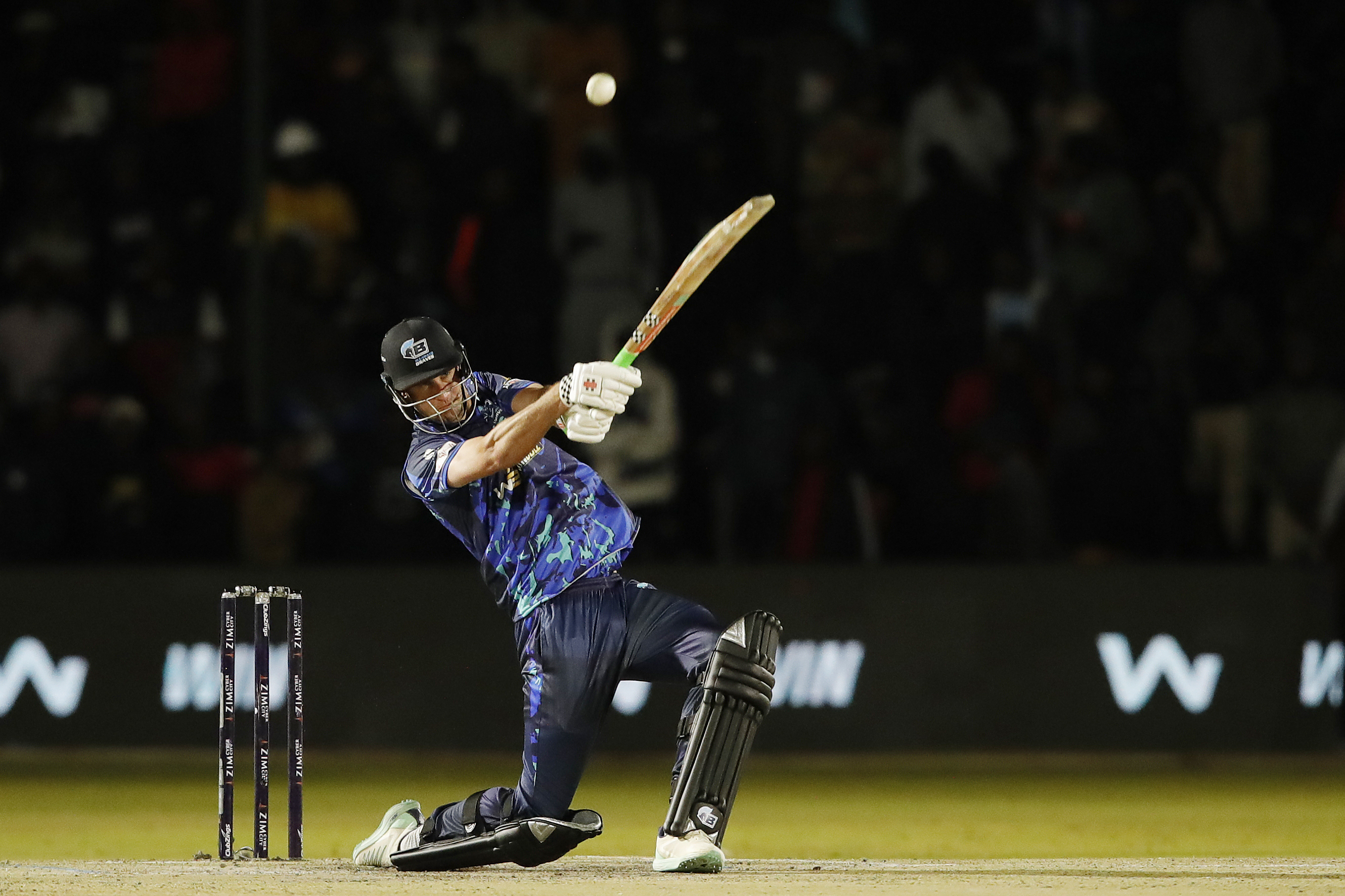 Beau Webster  of Bulawayo Braves hitting a four during match 3 of the Zim Afro T10 League between the Johannesburg Buffaloes and the Bulawayo Braves held at the Harare Sports Club in the Zimbabwe on the 21st July 2023Photo by Saikat Das / ACEIMAGES for Zim Afro T10