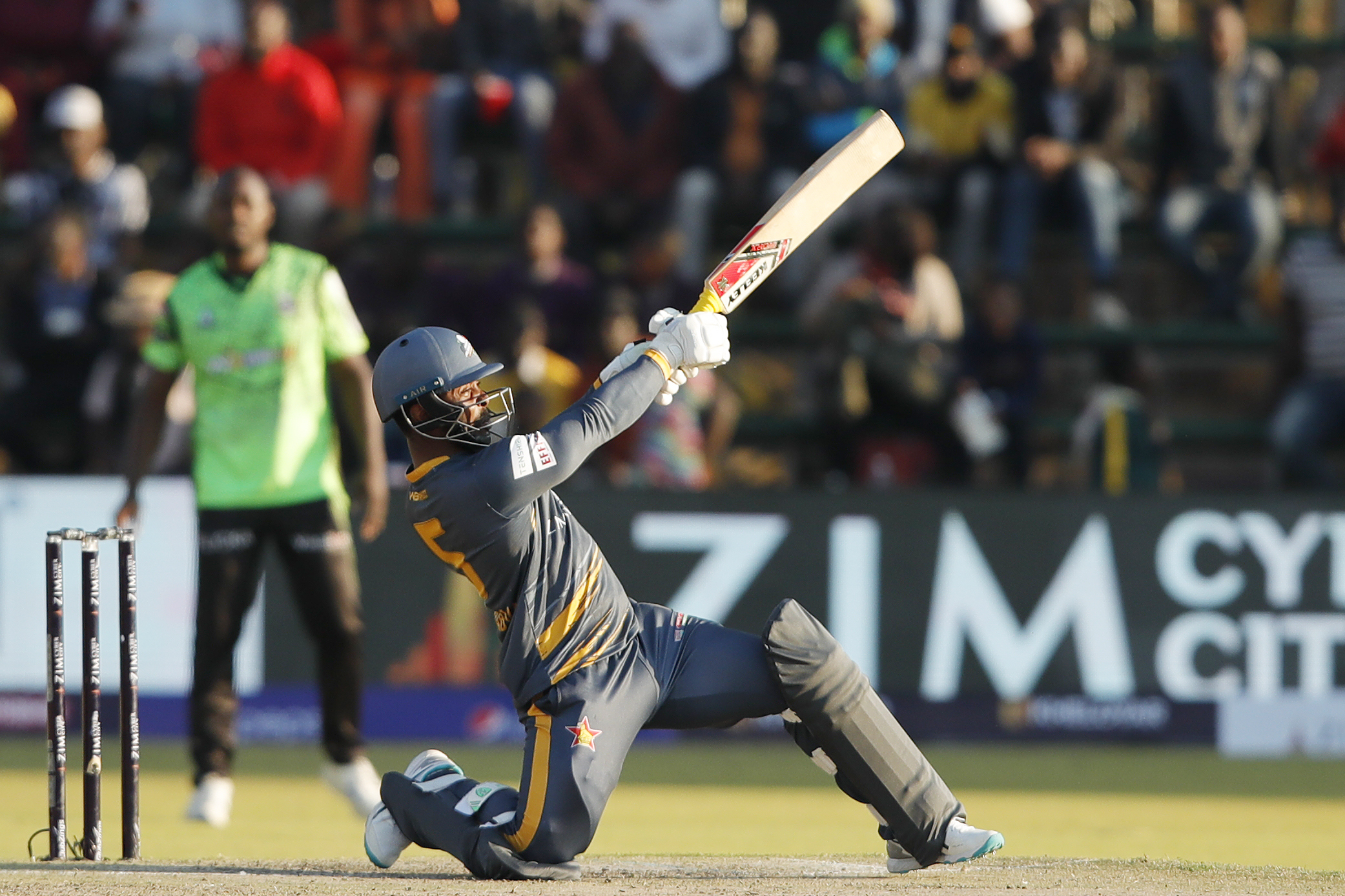 Regis Chakabva of Harare Hurricanes hitting a four during match 7 of the Zim Afro T10 League between the Durban Qalandars and the Harare Hurricanes held at the Harare Sports Club in the Zimbabwe on the 23rd July 2023Photo by Saikat Das / ACEIMAGES for Zim Afro T10