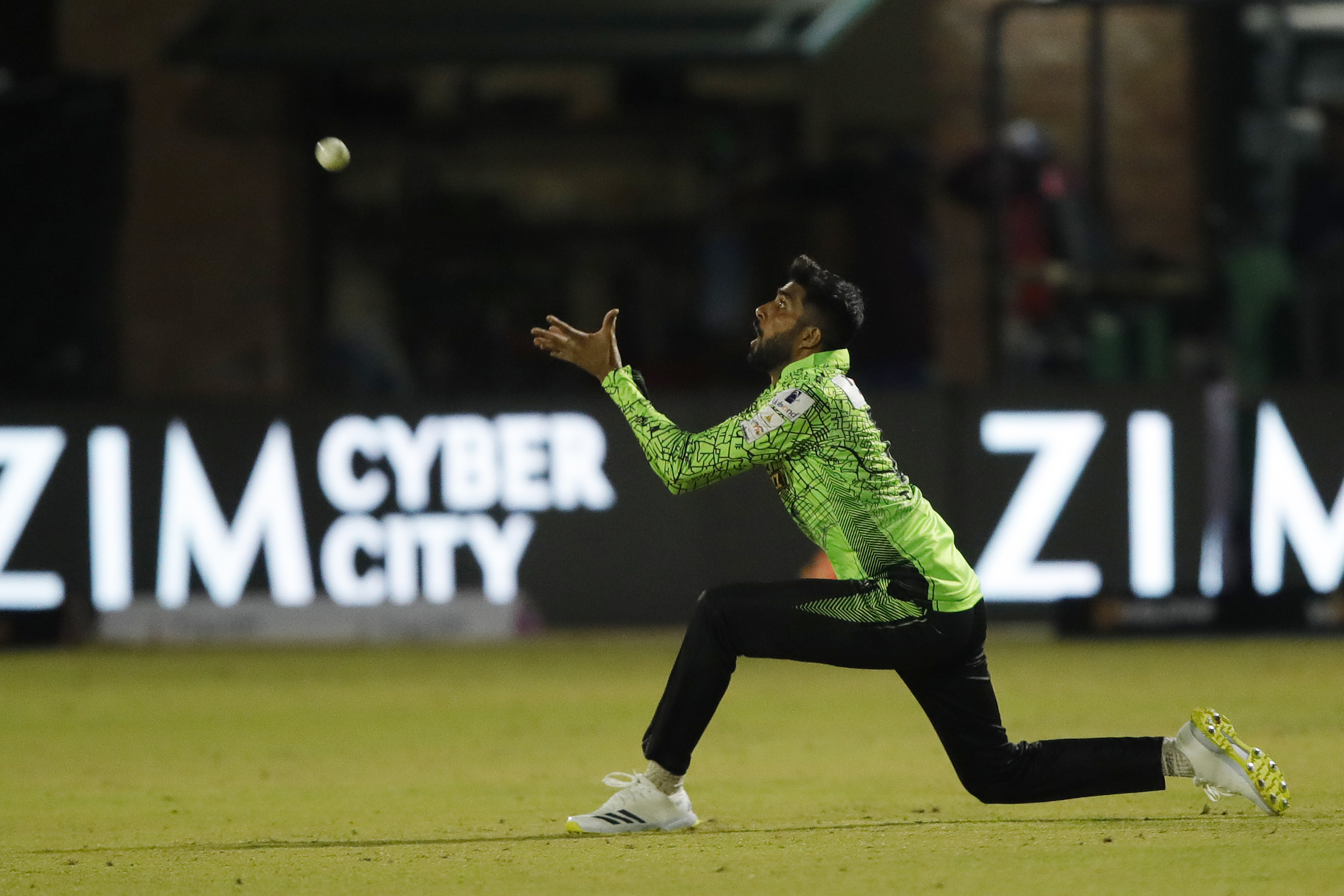 Mirza Tahir Baig of Durban Qalandars taking a catch of Ashton Turner of Bulawayo Braves during match 9 of the Zim Afro T10 League between the Bulawayo Braves and the Durban Qalandars held at the Harare Sports Club in the Zimbabwe on the 23rd July 2023Photo by Saikat Das / ACEIMAGES for Zim Afro T10