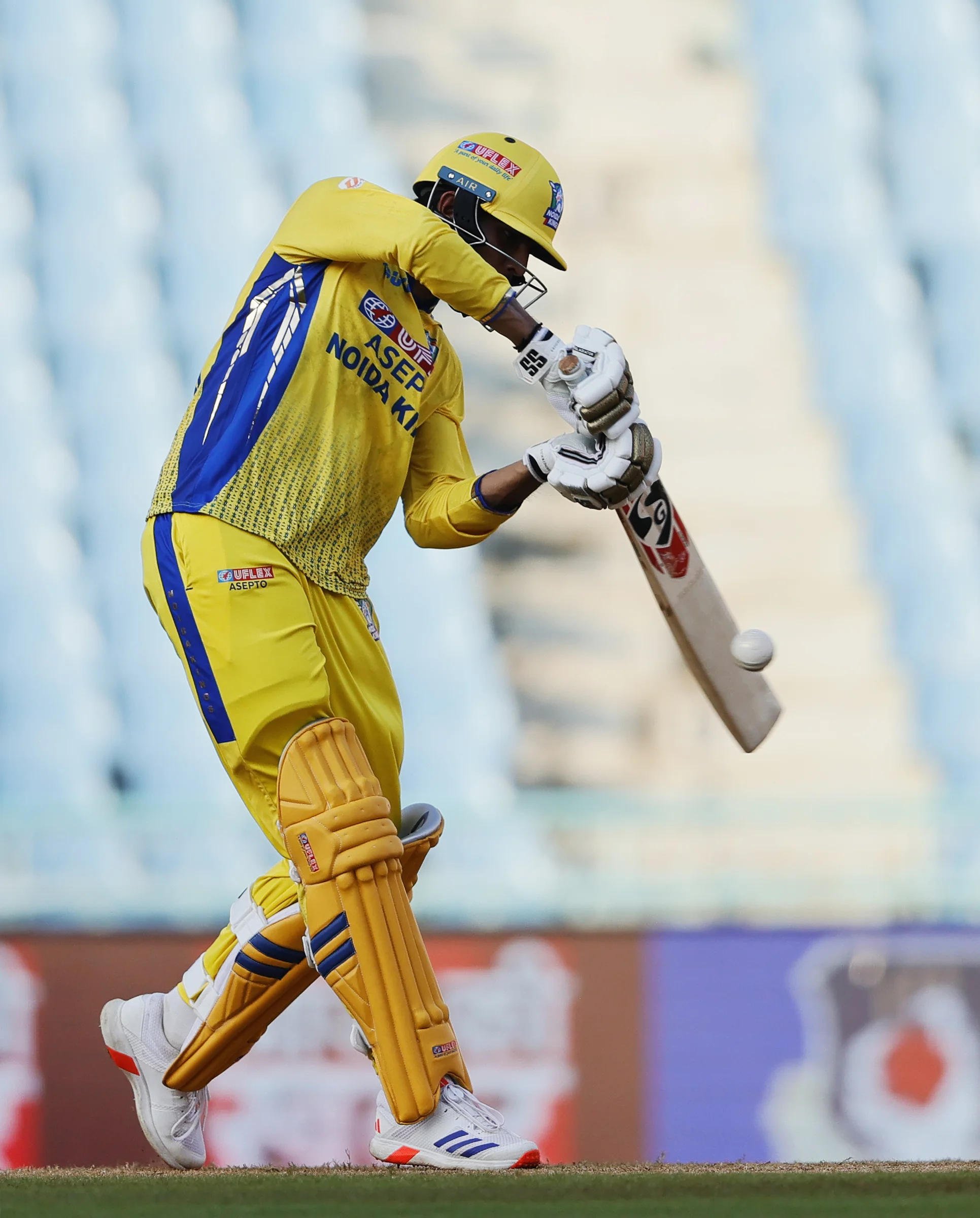 Anivesh Chaudhary of Noida Kings batting during the UPT20 League Season 4 afternoon fixture on 15 August 2026 at Bharat Ratna Shri Atal Bihari Vajpayee Ekana Cricket Stadium, Lucknow, Uttar Pradesh, India, Noida Kings take on Kanpur Superstars in Match 2 as the tournament continues with high‑intensity T20 action.Photos by: s Saikat Das / aceimages.in for UPT20