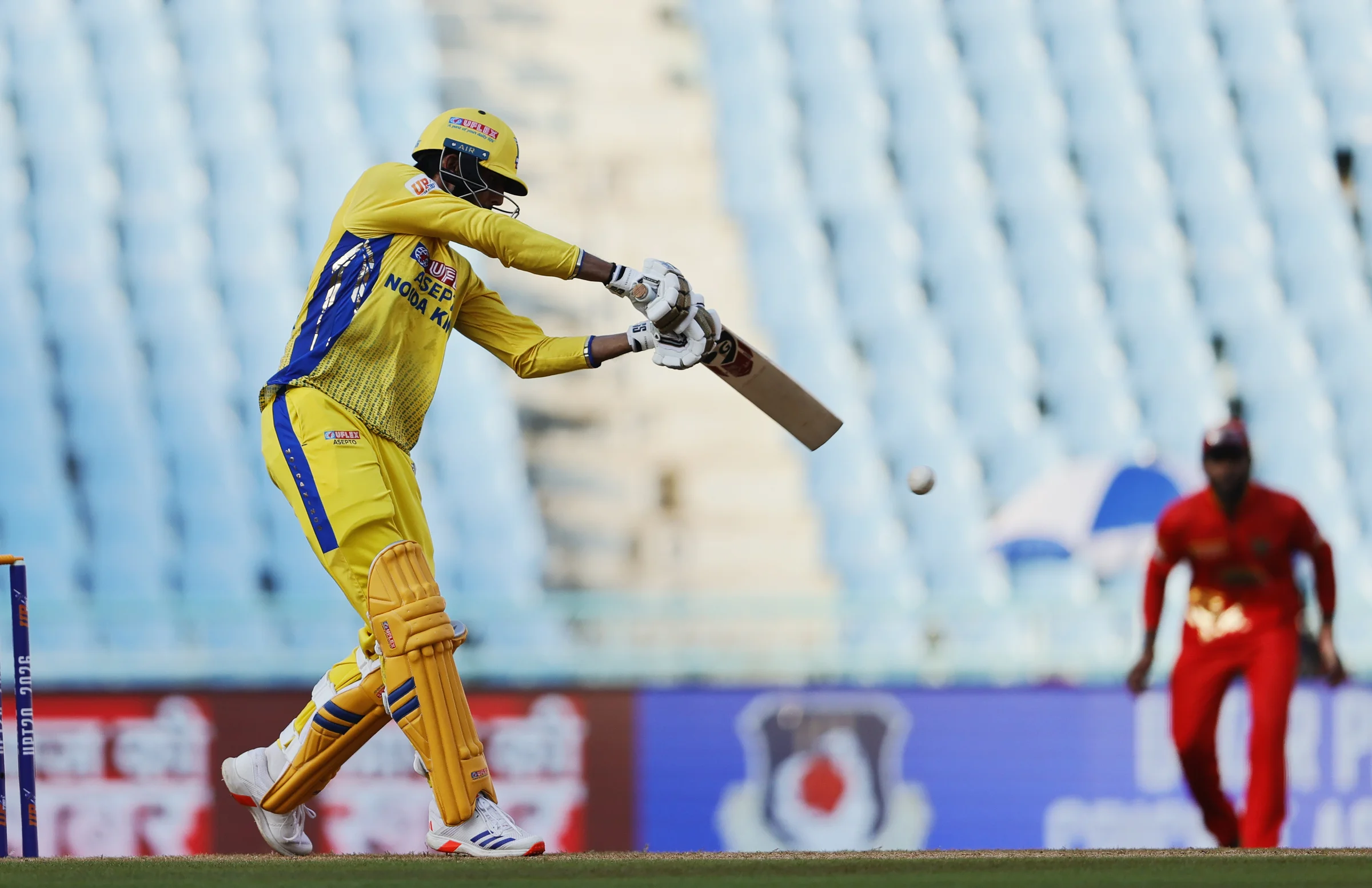 Anivesh Chaudhary of Noida Kings batting during the UPT20 League Season 4 afternoon fixture on 15 August 2026 at Bharat Ratna Shri Atal Bihari Vajpayee Ekana Cricket Stadium, Lucknow, Uttar Pradesh, India, Noida Kings take on Kanpur Superstars in Match 2 as the tournament continues with high‑intensity T20 action.Photos by: s Saikat Das / aceimages.in for UPT20
