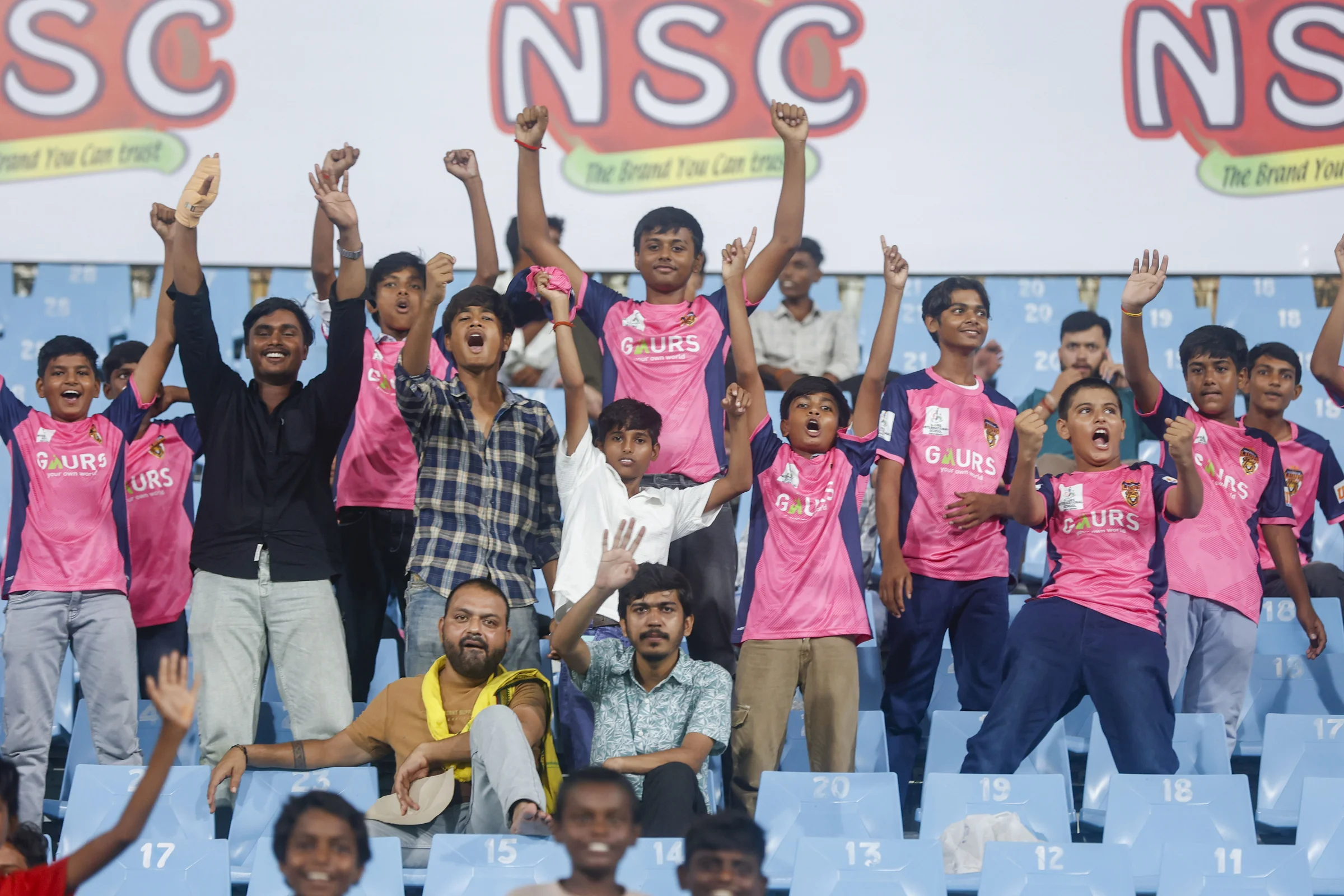 Gaur Gorakhpur Lions Fans Cheering during the UPT20 League Season 4 night clash on 16 August 2026 at Bharat Ratna Shri Atal Bihari Vajpayee Ekana Cricket Stadium, Lucknow, Uttar Pradesh, India, Gaur Gorakhpur Lions take on defending champions Meerut Mavericks in Match 5 under lights as Purvanchal’s pride meets Meerut’s grit in a high‑intensity T20 battle.Photos by: Tamal Das / aceimages.in for UPT20