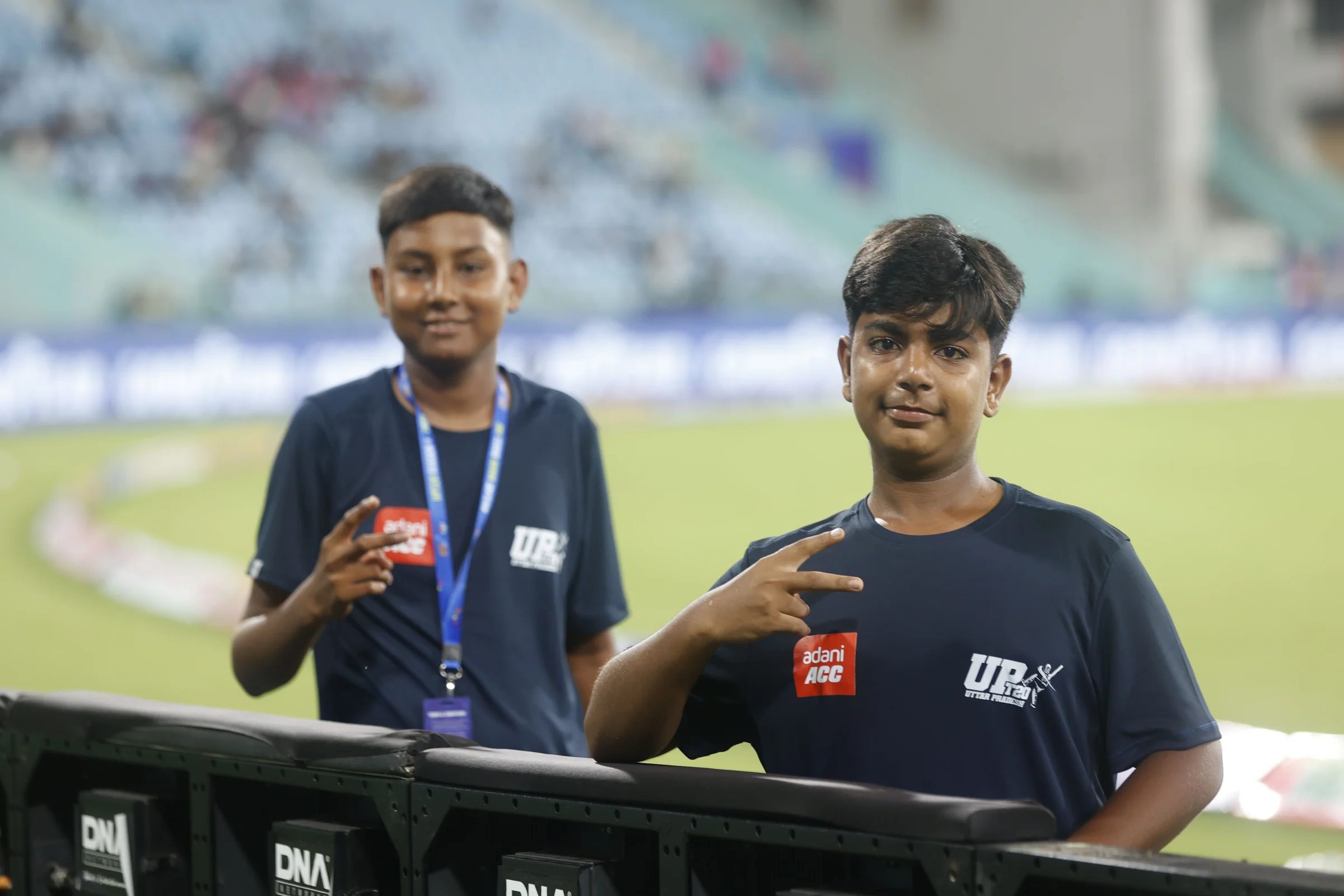 Ball boys during the UPT20 League Season 4 night clash on 16 August 2026 at Bharat Ratna Shri Atal Bihari Vajpayee Ekana Cricket Stadium, Lucknow, Uttar Pradesh, India, Gaur Gorakhpur Lions take on defending champions Meerut Mavericks in Match 5 under lights as Purvanchal’s pride meets Meerut’s grit in a high‑intensity T20 battle.Photos by: Tamal Das / aceimages.in for UPT20