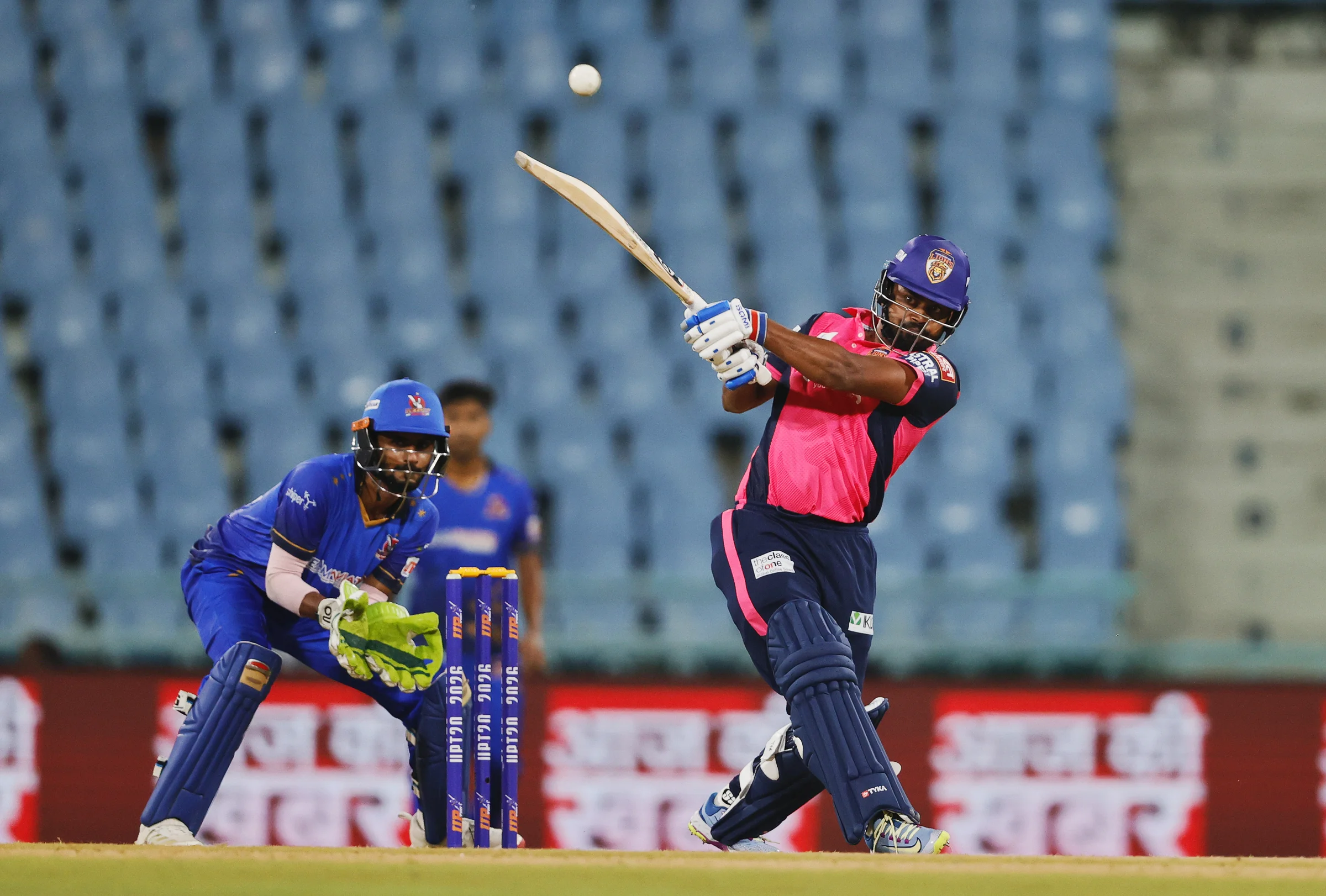 Nishant Kushwaha of Gaur Gorakhpur Lions batting during the UPT20 League Season 4 night clash on 16 August 2026 at Bharat Ratna Shri Atal Bihari Vajpayee Ekana Cricket Stadium, Lucknow, Uttar Pradesh, India, Gaur Gorakhpur Lions take on defending champions Meerut Mavericks in Match 5 under lights as Purvanchal’s pride meets Meerut’s grit in a high‑intensity T20 battle.Photos by: s Saikat Das / aceimages.in for UPT20