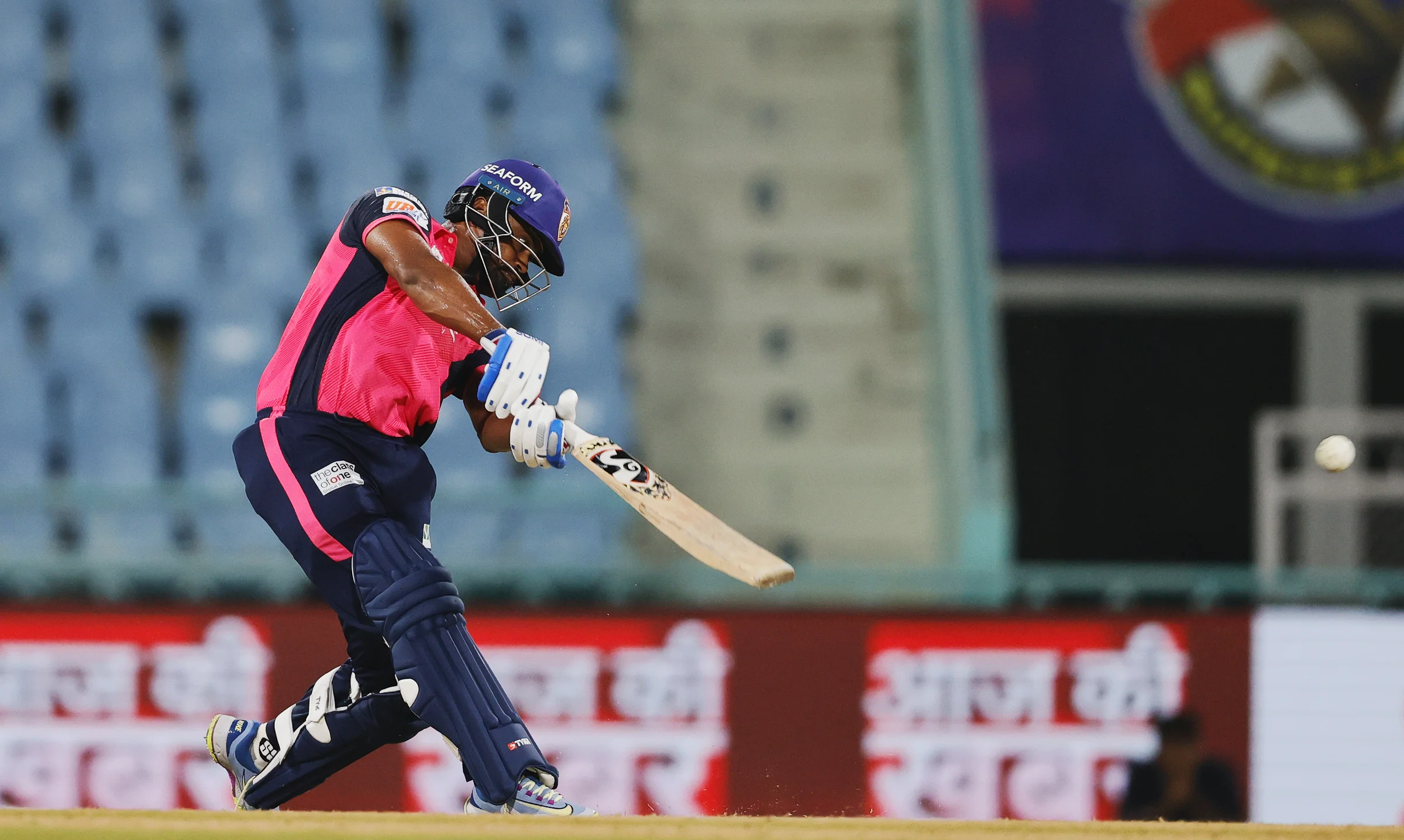 Nishant Kushwaha of Gaur Gorakhpur Lions hitting a over boundary during the UPT20 League Season 4 night clash on 16 August 2026 at Bharat Ratna Shri Atal Bihari Vajpayee Ekana Cricket Stadium, Lucknow, Uttar Pradesh, India, Gaur Gorakhpur Lions take on defending champions Meerut Mavericks in Match 5 under lights as Purvanchal’s pride meets Meerut’s grit in a high‑intensity T20 battle.Photos by: s Saikat Das / aceimages.in for UPT20