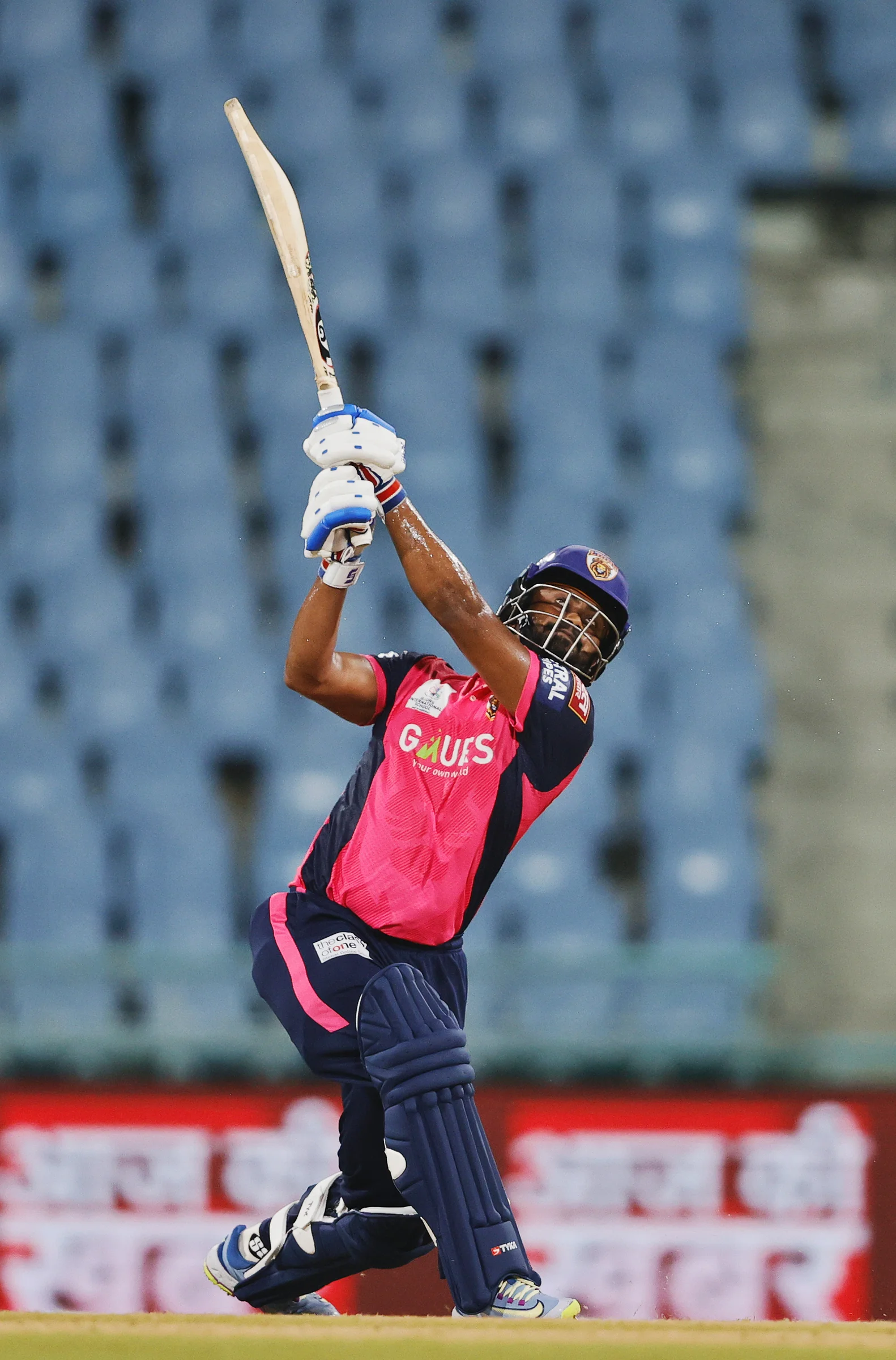 Nishant Kushwaha of Gaur Gorakhpur Lions hitting a over boundary during the UPT20 League Season 4 night clash on 16 August 2026 at Bharat Ratna Shri Atal Bihari Vajpayee Ekana Cricket Stadium, Lucknow, Uttar Pradesh, India, Gaur Gorakhpur Lions take on defending champions Meerut Mavericks in Match 5 under lights as Purvanchal’s pride meets Meerut’s grit in a high‑intensity T20 battle.Photos by: s Saikat Das / aceimages.in for UPT20