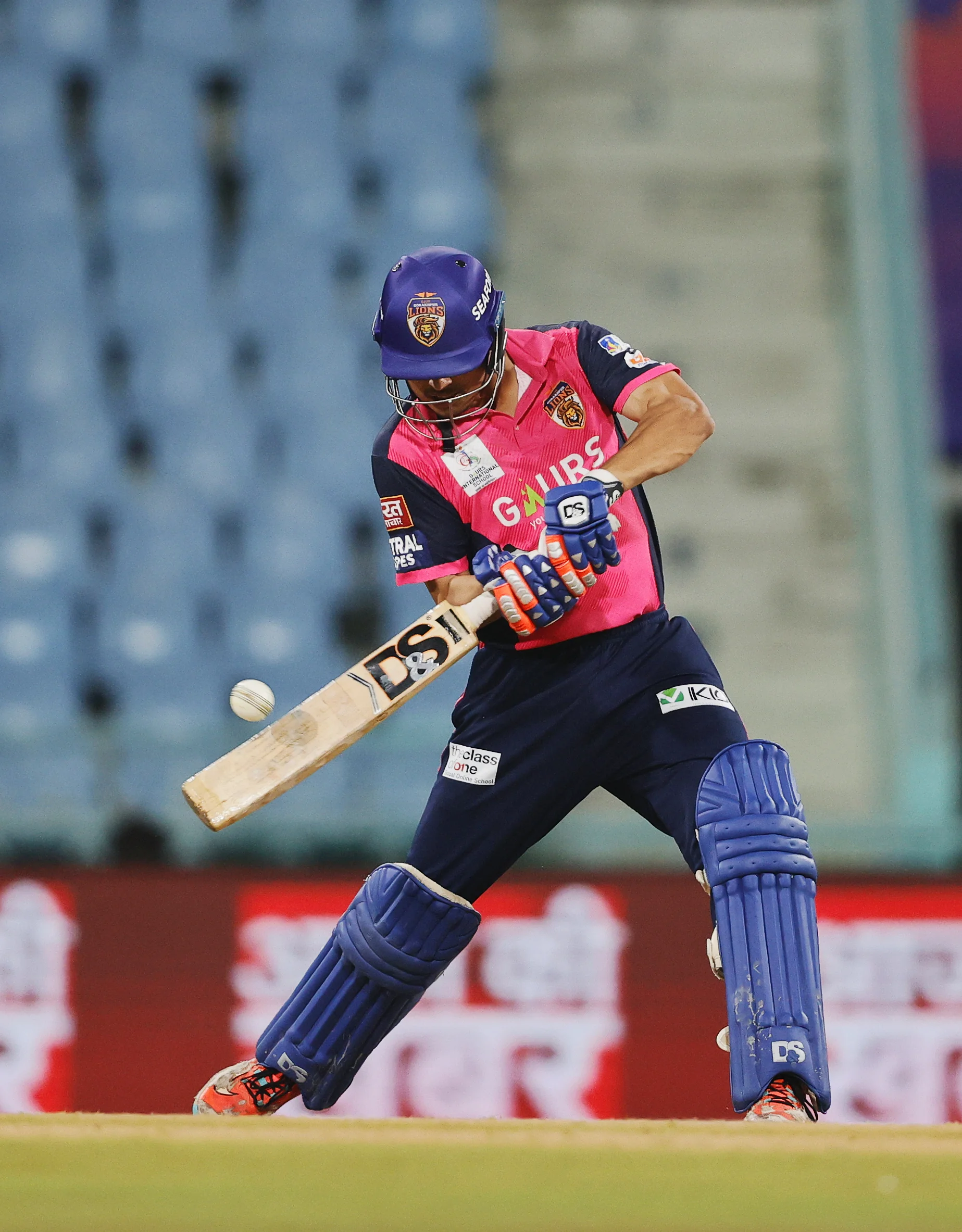 Nishant Thakur of Gaur Gorakhpur Lions batting during the UPT20 League Season 4 night clash on 16 August 2026 at Bharat Ratna Shri Atal Bihari Vajpayee Ekana Cricket Stadium, Lucknow, Uttar Pradesh, India, Gaur Gorakhpur Lions take on defending champions Meerut Mavericks in Match 5 under lights as Purvanchal’s pride meets Meerut’s grit in a high‑intensity T20 battle.Photos by: s Saikat Das / aceimages.in for UPT20